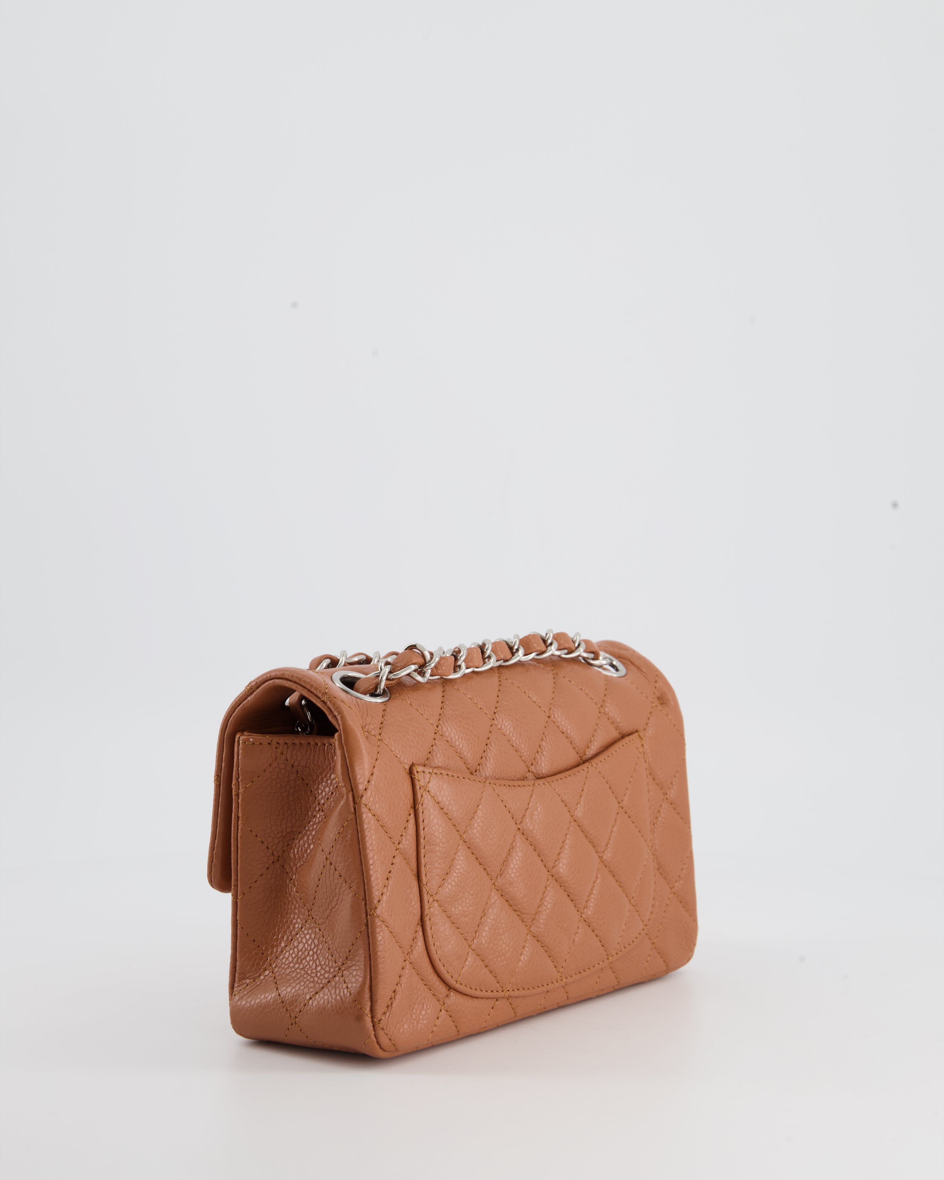 Chanel Caramel Mini Rectangular Bag in Caviar Leather with Silver Hardware