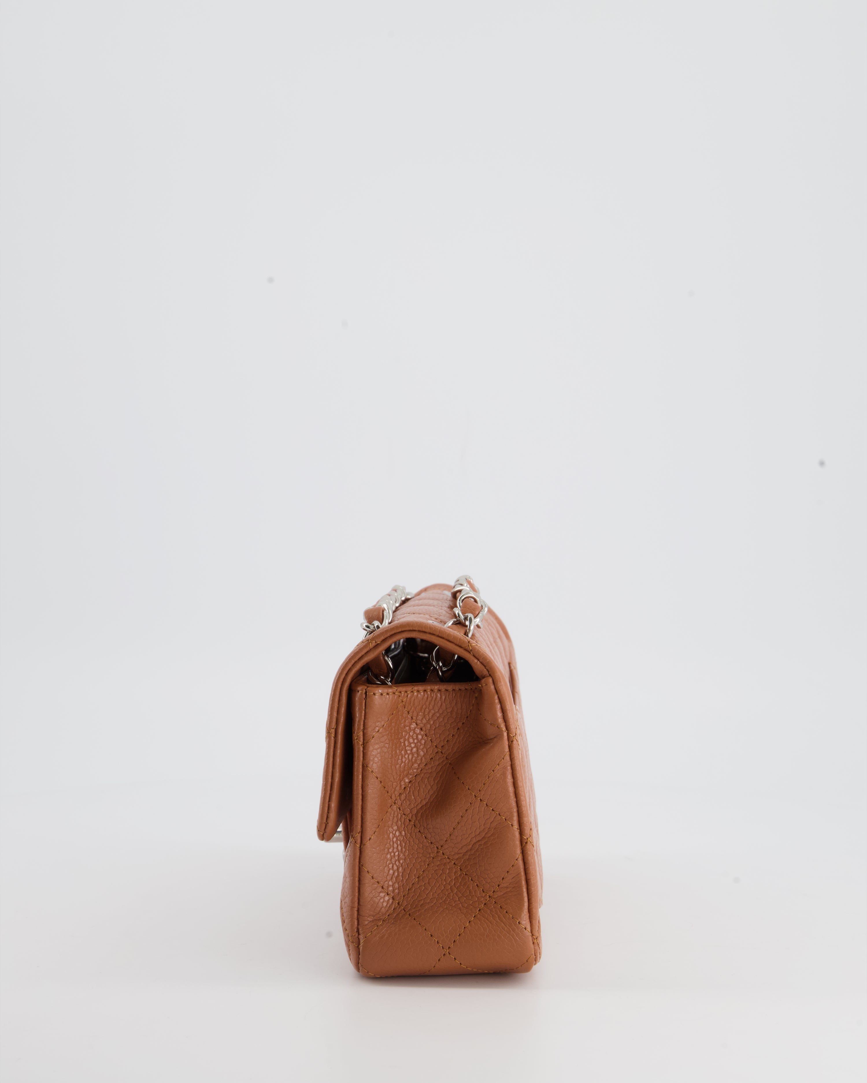 Chanel Caramel Mini Rectangular Bag in Caviar Leather with Silver Hardware
