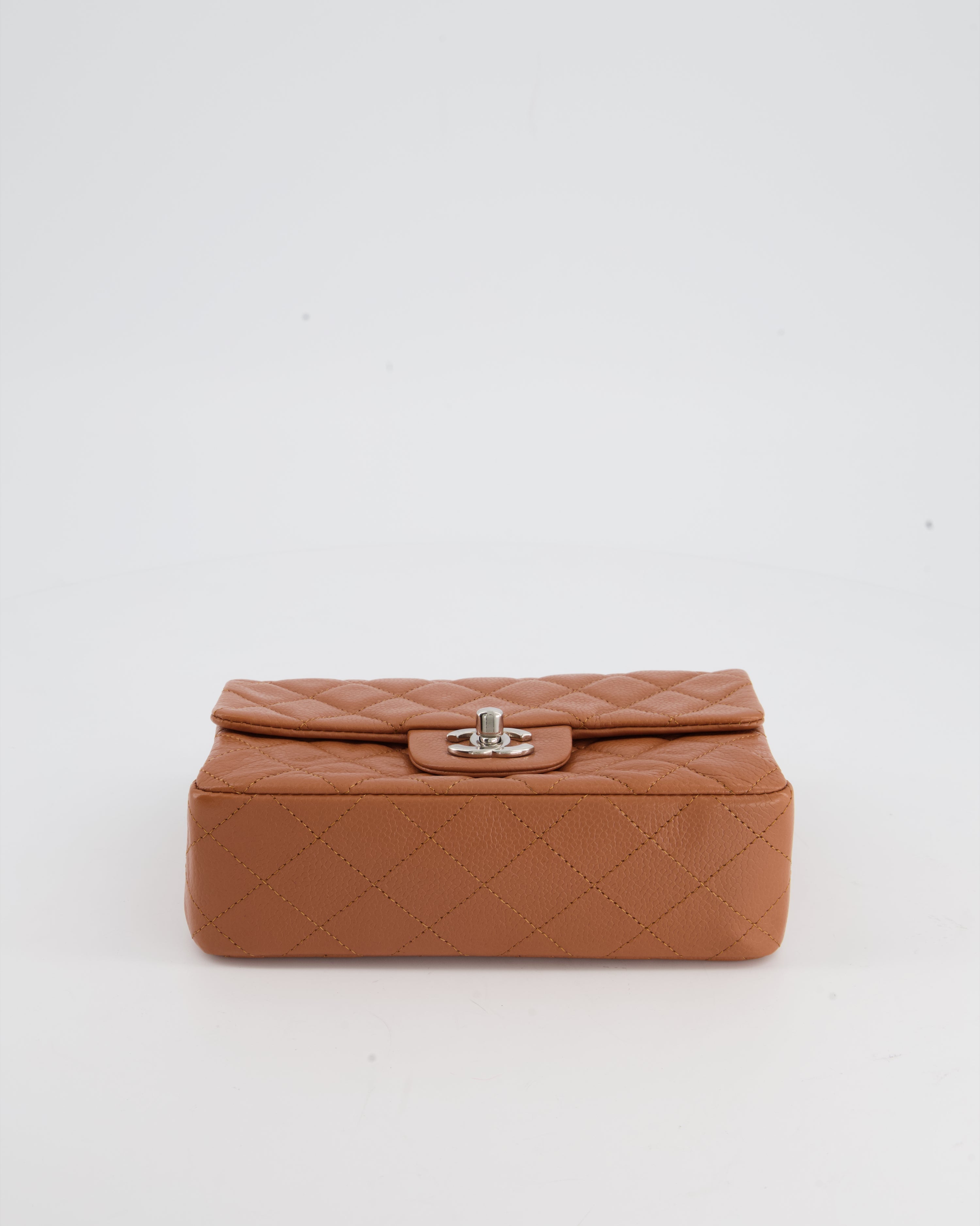 Chanel Caramel Mini Rectangular Bag in Caviar Leather with Silver Hardware