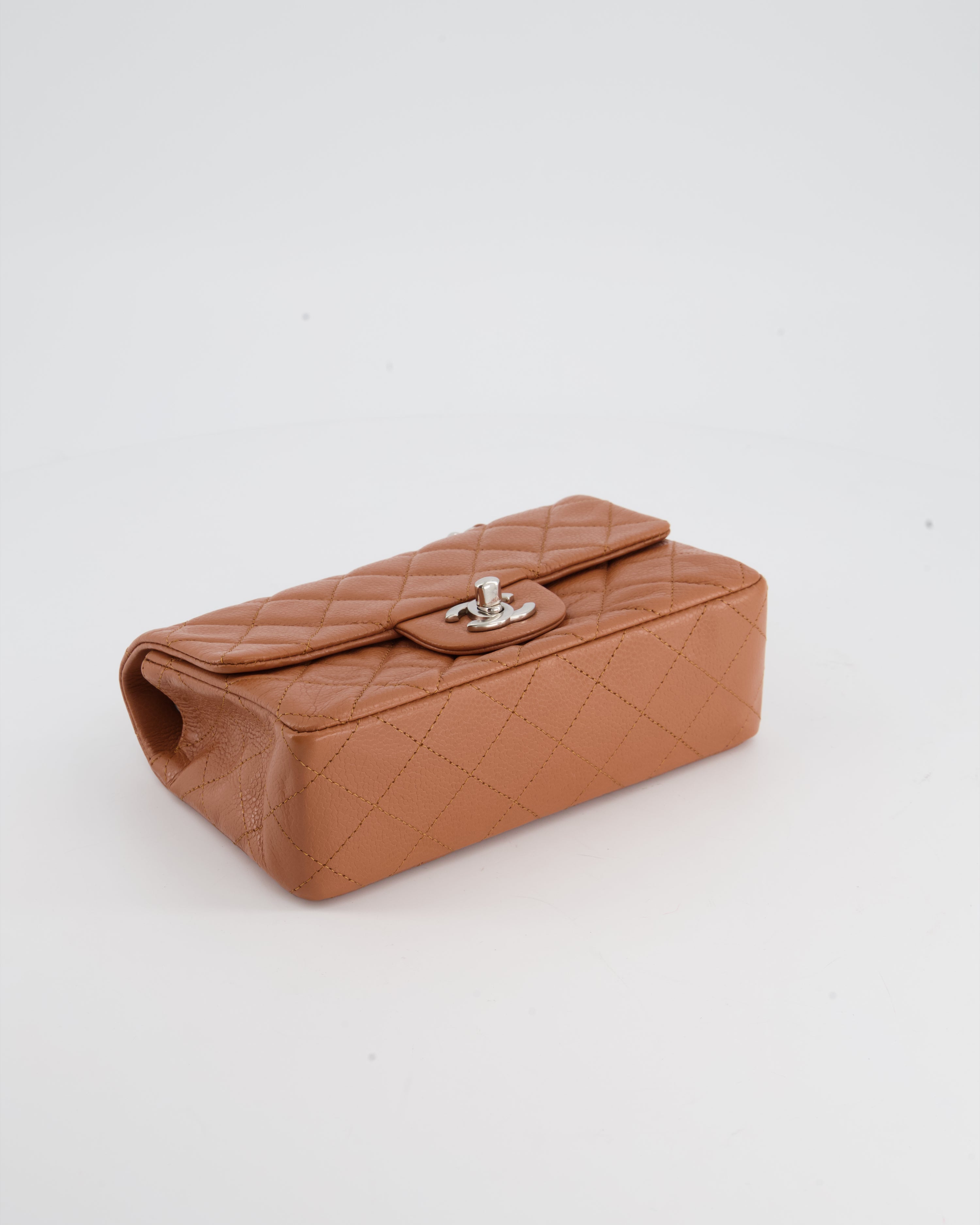 Chanel Caramel Mini Rectangular Bag in Caviar Leather with Silver Hardware