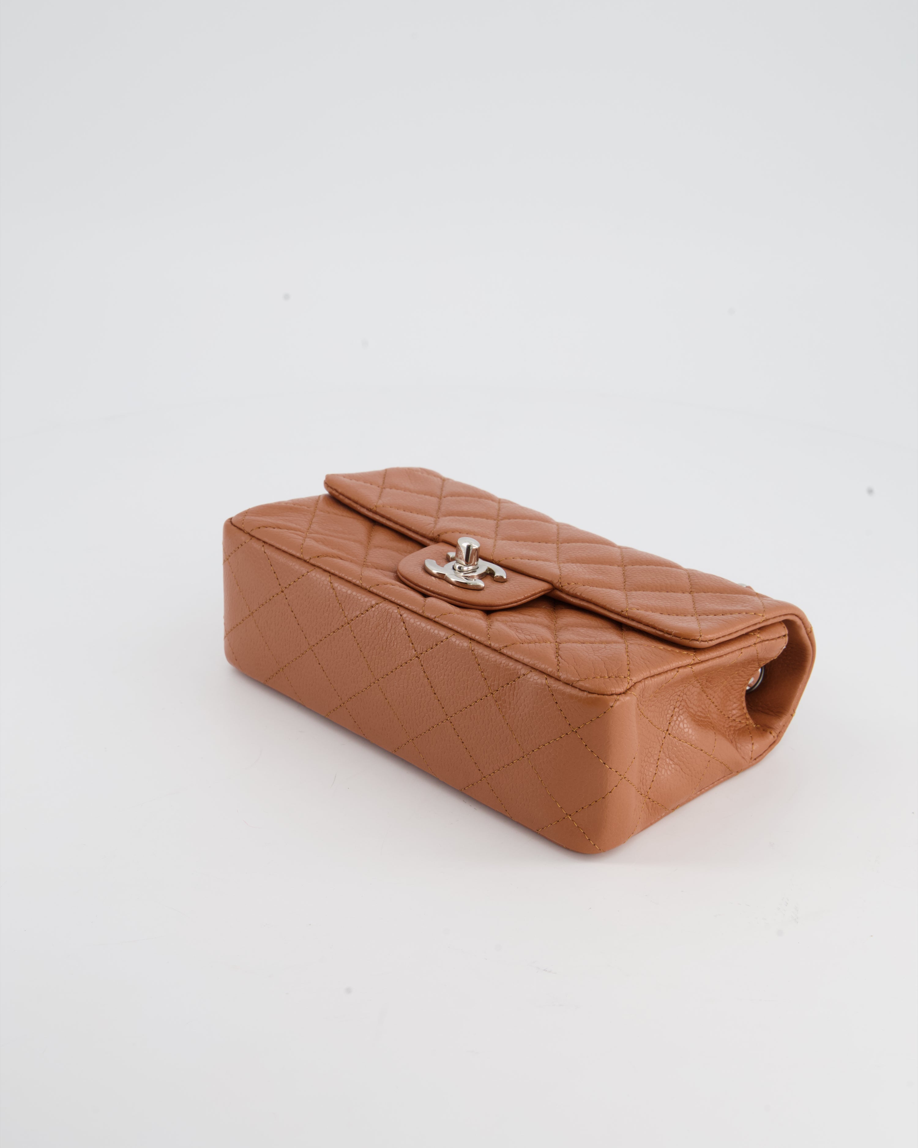 Chanel Caramel Mini Rectangular Bag in Caviar Leather with Silver Hardware