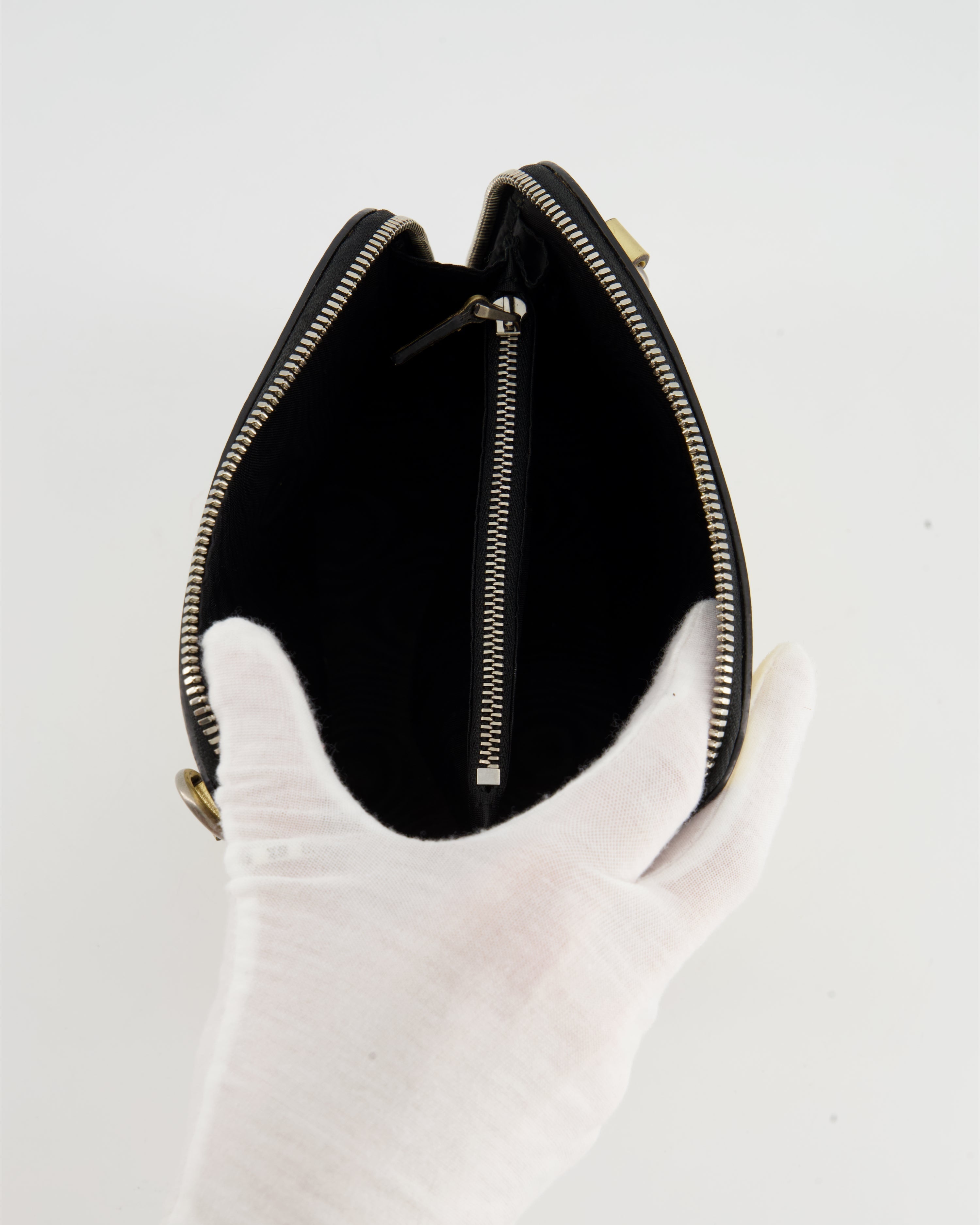 Gucci Gold and Black Leather Guccy Mini Dome Sega Bag