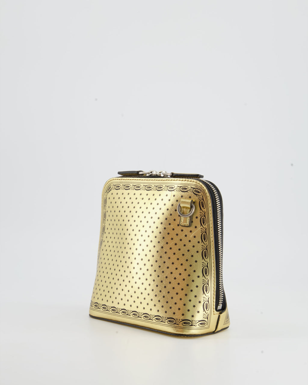 Gucci Gold and Black Leather Guccy Mini Dome Sega Bag