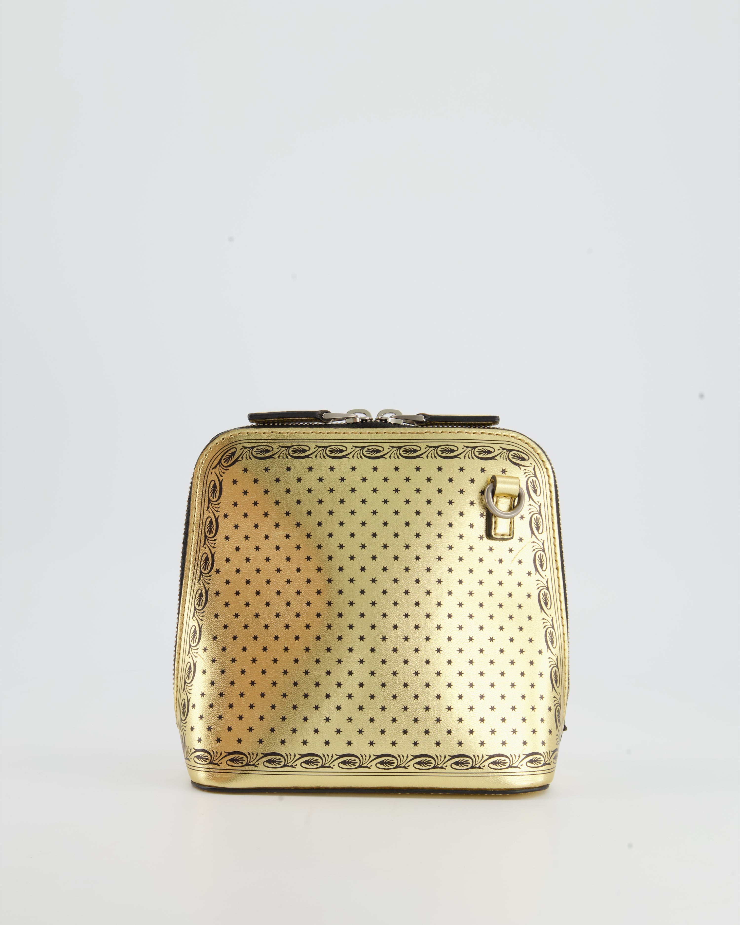 Gucci Gold and Black Leather Guccy Mini Dome Sega Bag