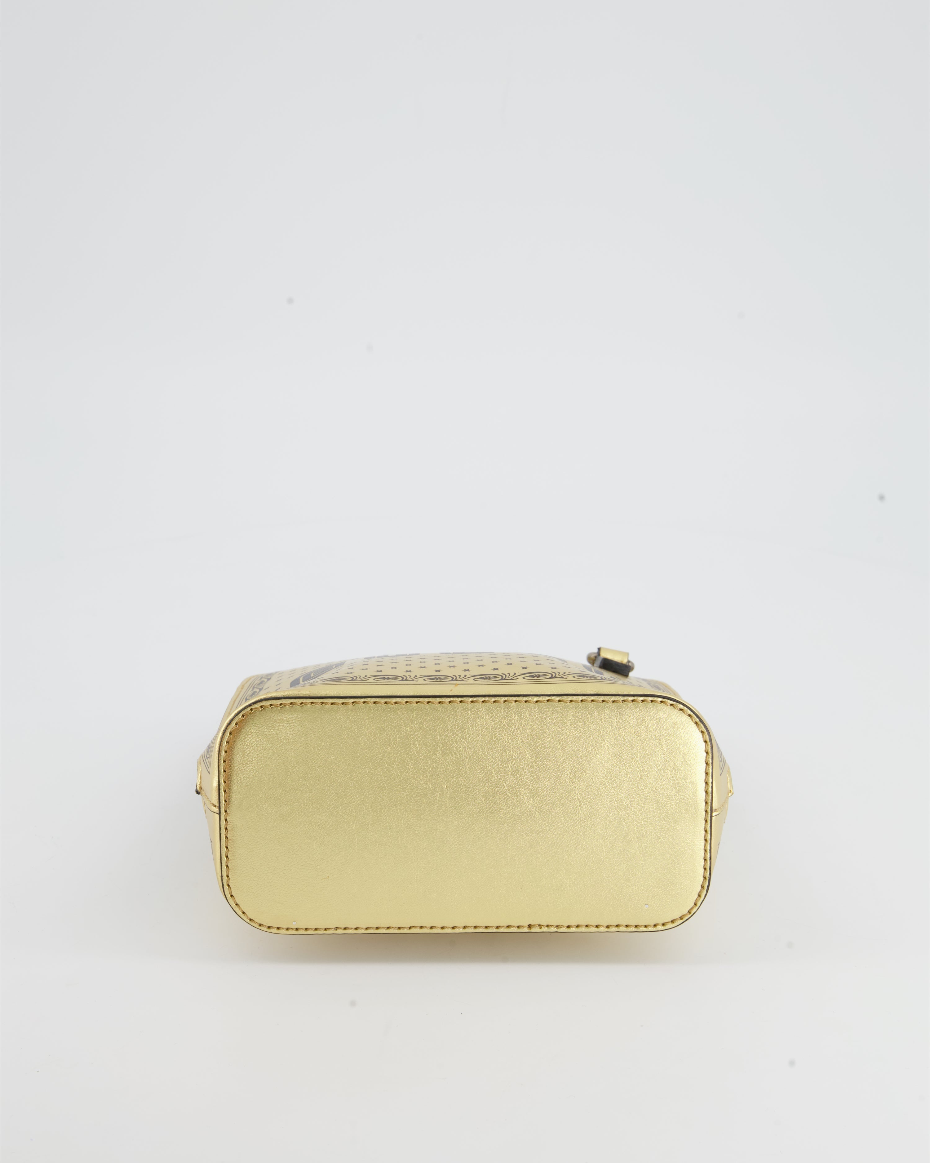 Gucci Gold and Black Leather Guccy Mini Dome Sega Bag