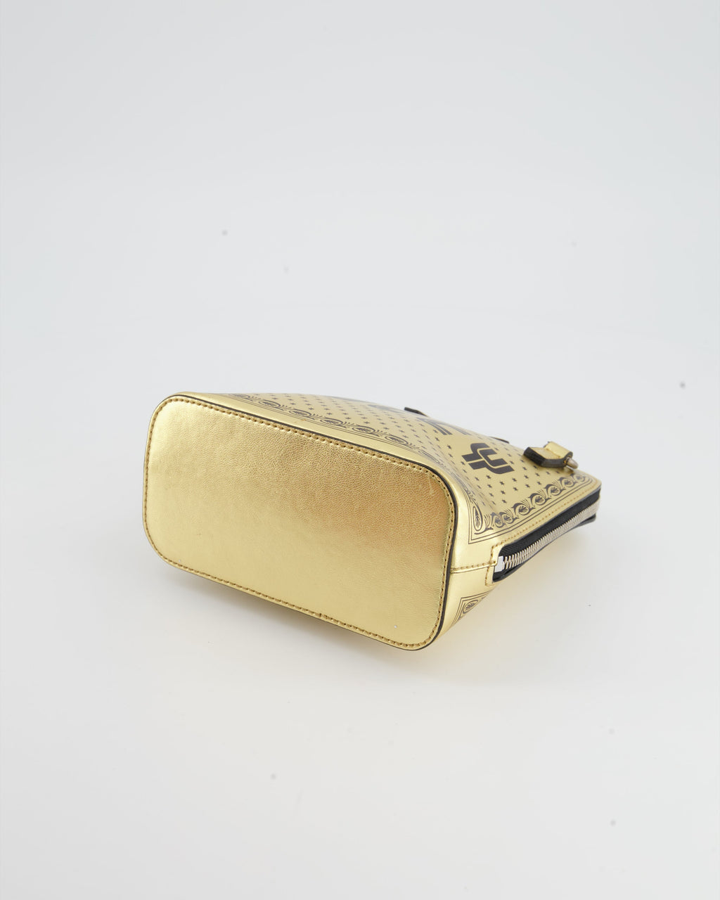 Gucci Gold and Black Leather Guccy Mini Dome Sega Bag