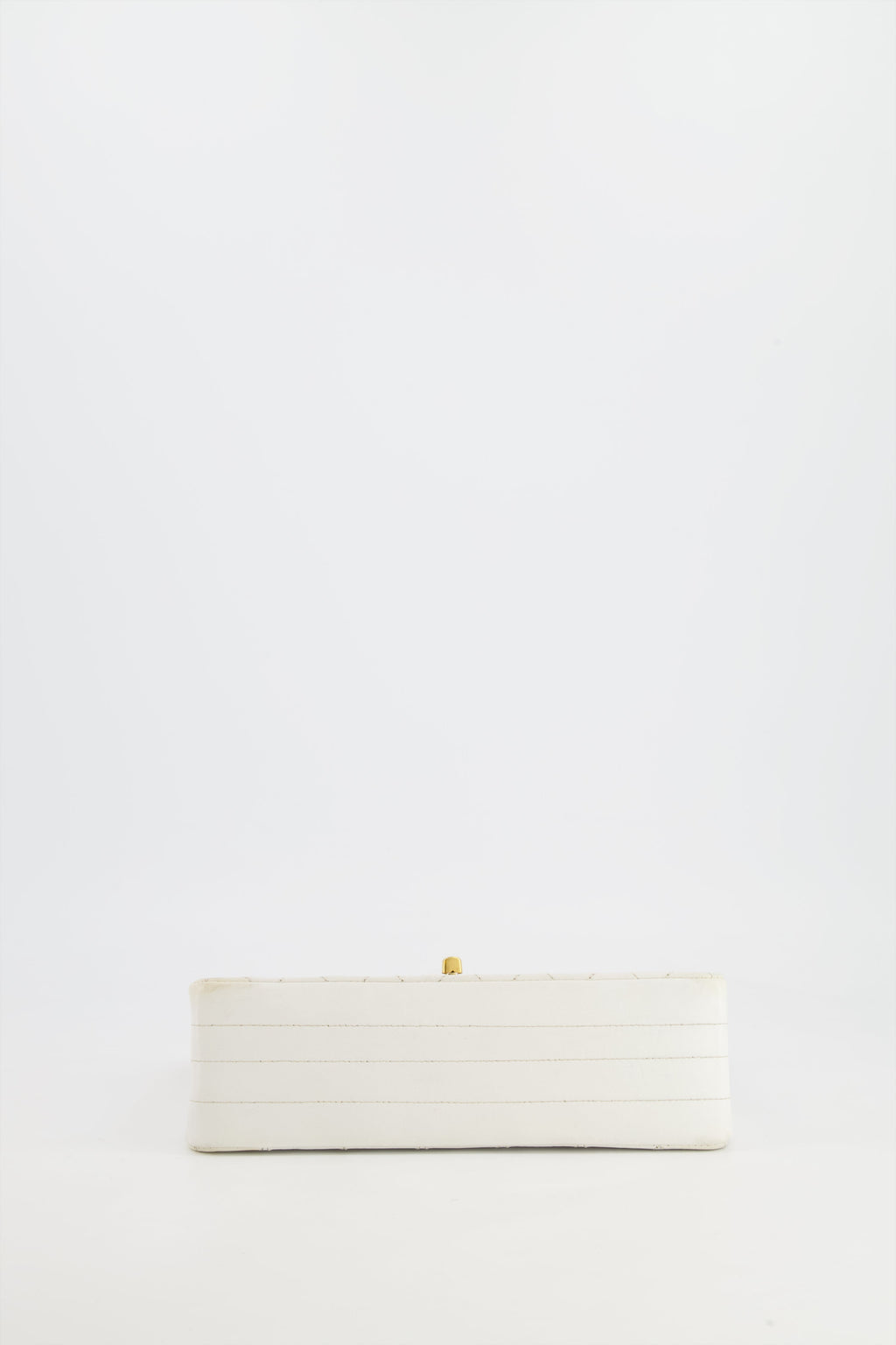 Chanel Vintage White Quilted Lambskin Single Flap Bag with 24k Gold Hardware