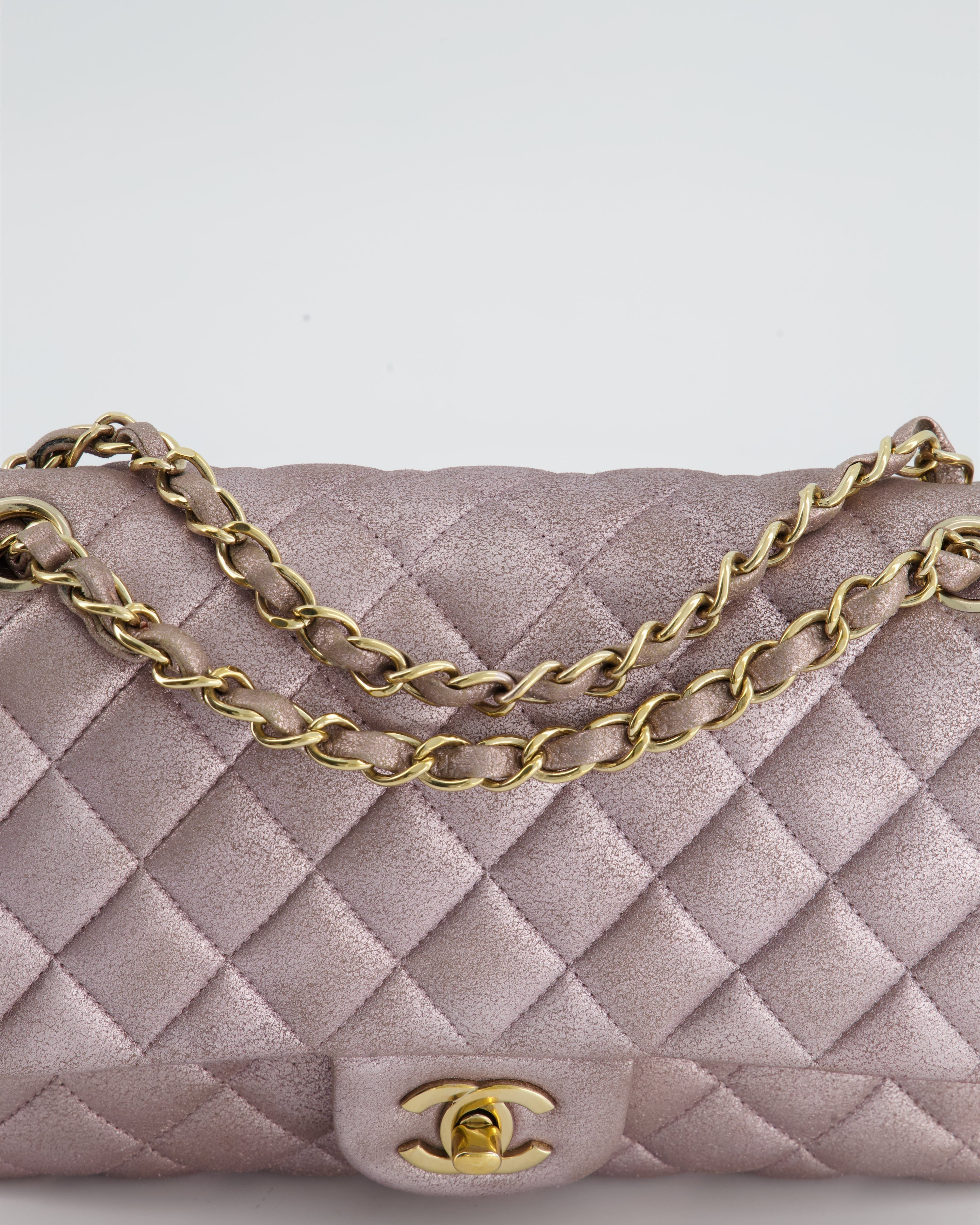 Chanel Metallic Rose Gold Medium Classic Double Flap Bag in Coated Calfskin with Champagne Gold Hardware RRP £8,530
