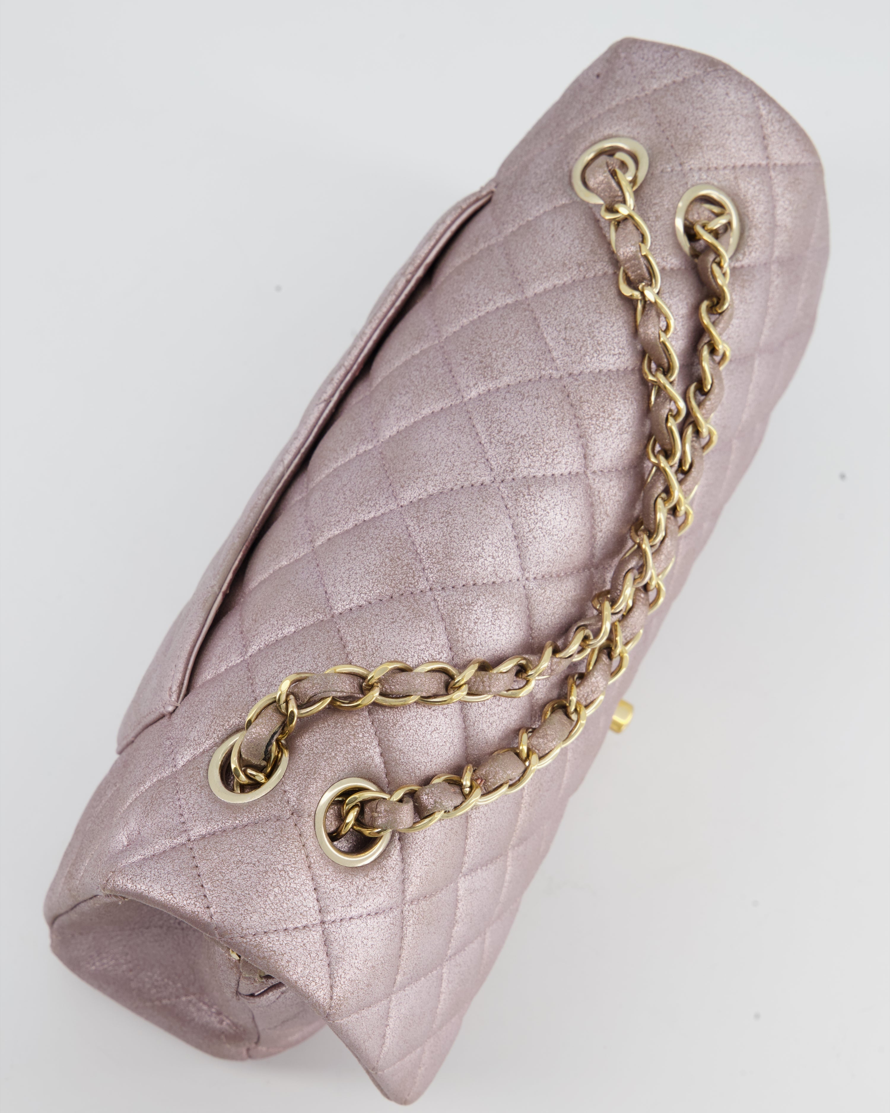 Chanel Metallic Rose Gold Medium Classic Double Flap Bag in Coated Calfskin with Champagne Gold Hardware RRP £8,530