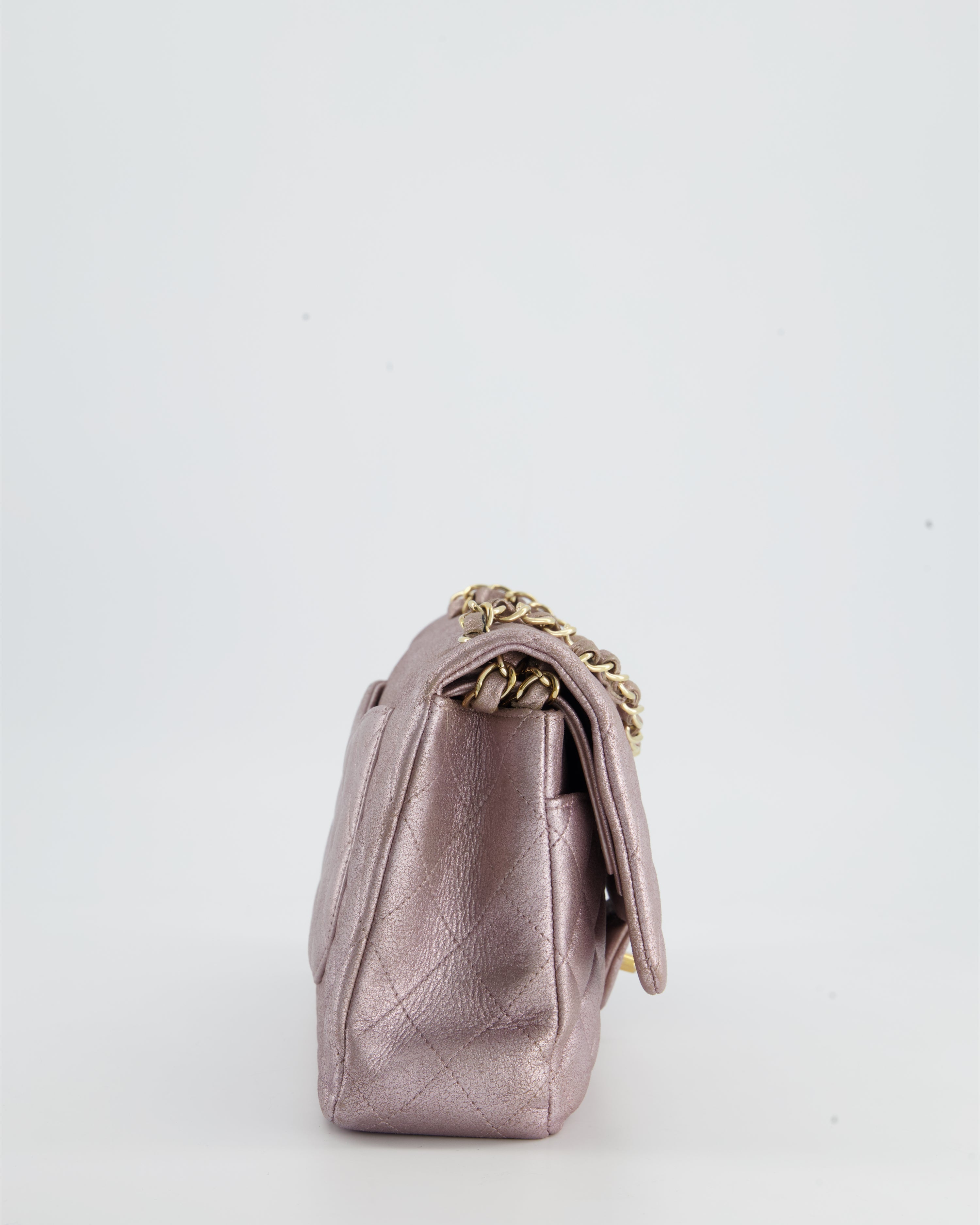 Chanel Metallic Rose Gold Medium Classic Double Flap Bag in Coated Calfskin with Champagne Gold Hardware RRP £8,530