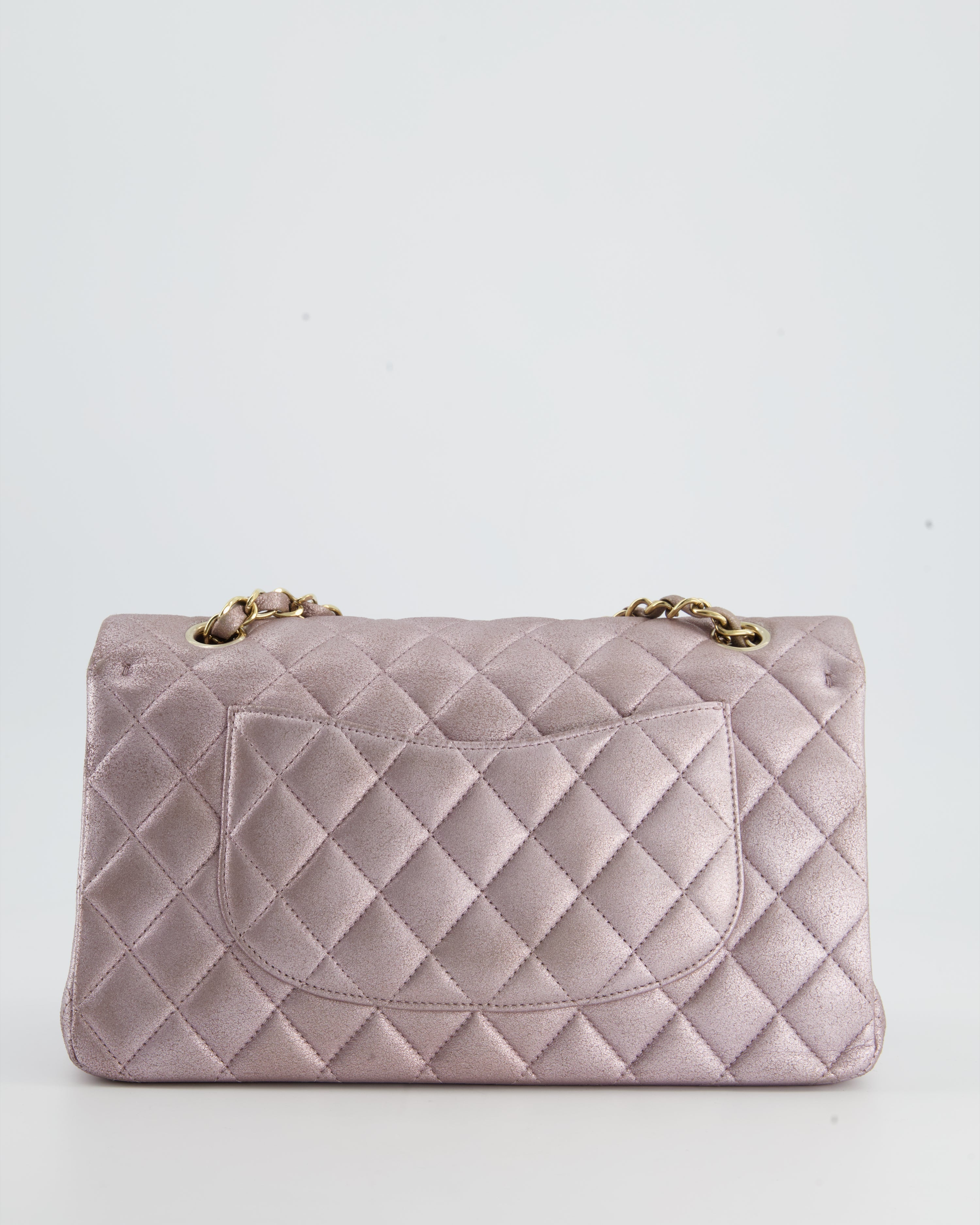 Chanel Metallic Rose Gold Medium Classic Double Flap Bag in Coated Calfskin with Champagne Gold Hardware RRP £8,530