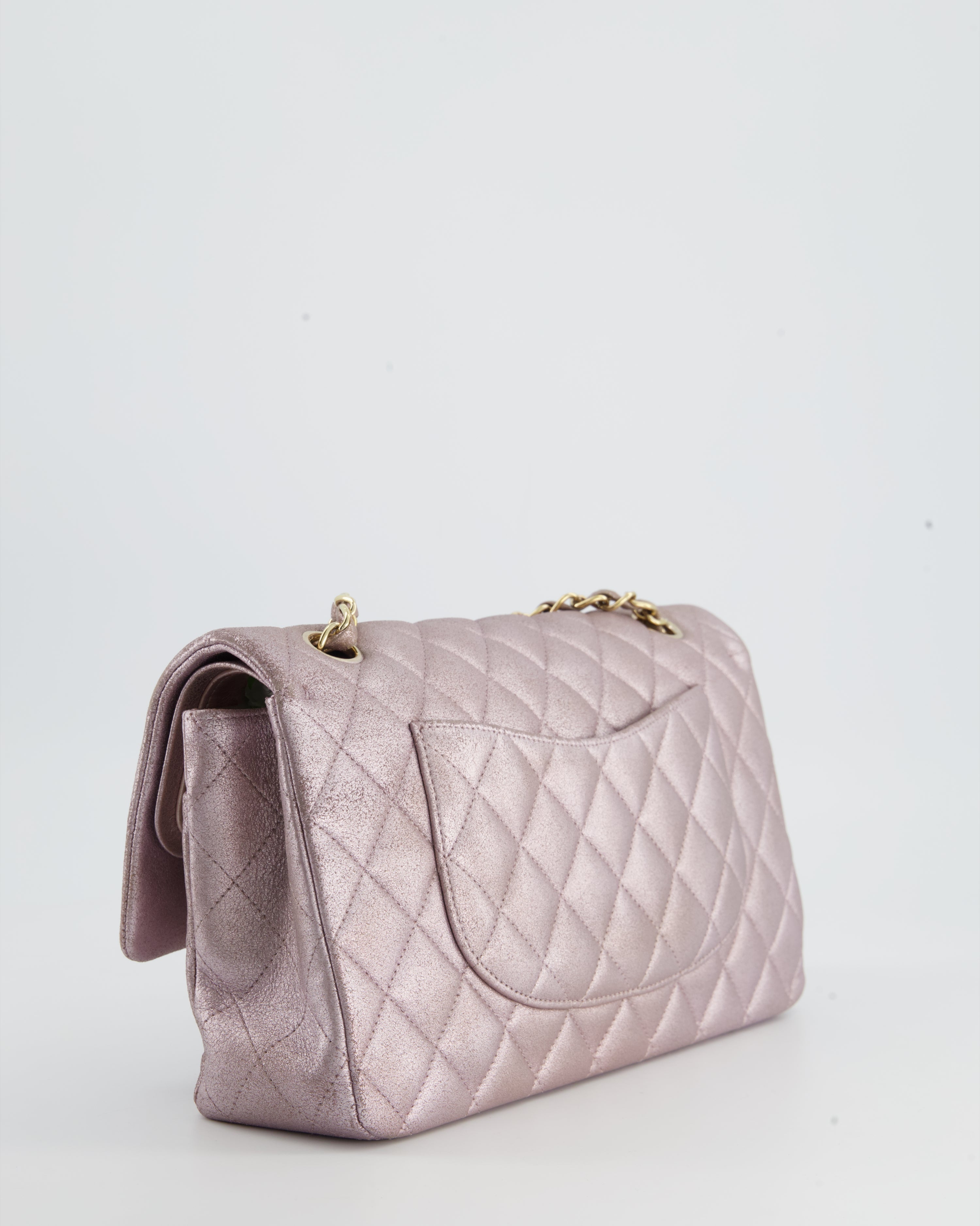 Chanel Metallic Rose Gold Medium Classic Double Flap Bag in Coated Calfskin with Champagne Gold Hardware RRP £8,530
