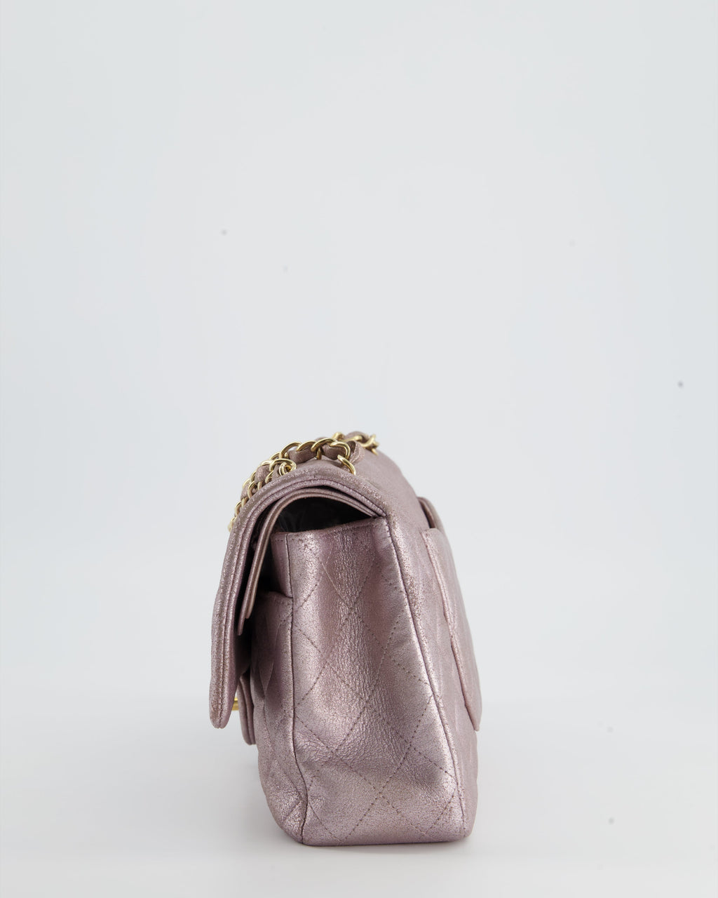 Chanel Metallic Rose Gold Medium Classic Double Flap Bag in Coated Calfskin with Champagne Gold Hardware RRP £8,530