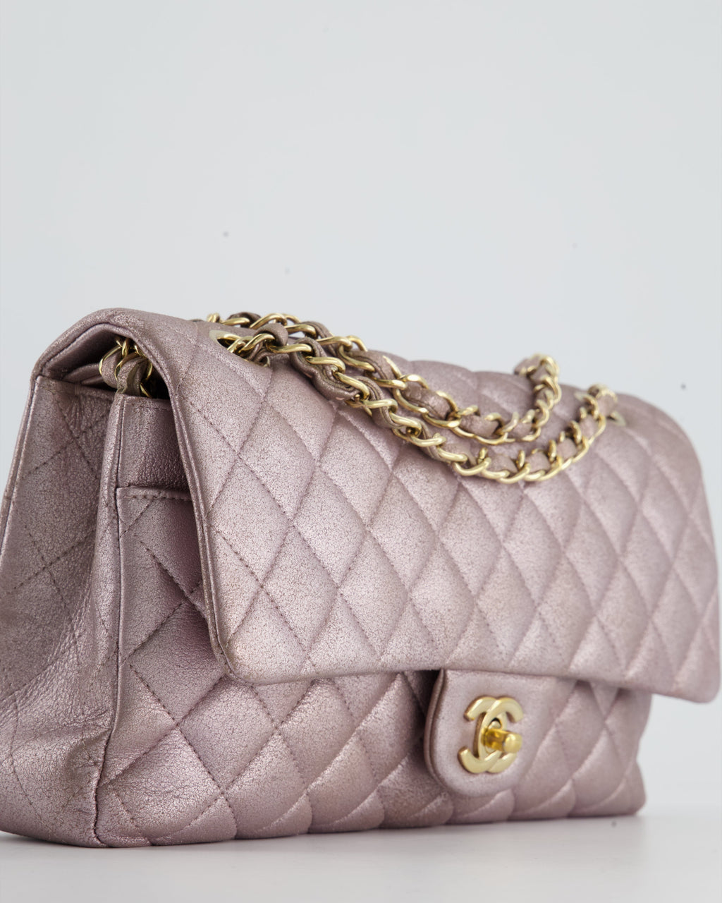 Chanel Metallic Rose Gold Medium Classic Double Flap Bag in Coated Calfskin with Champagne Gold Hardware RRP £8,530