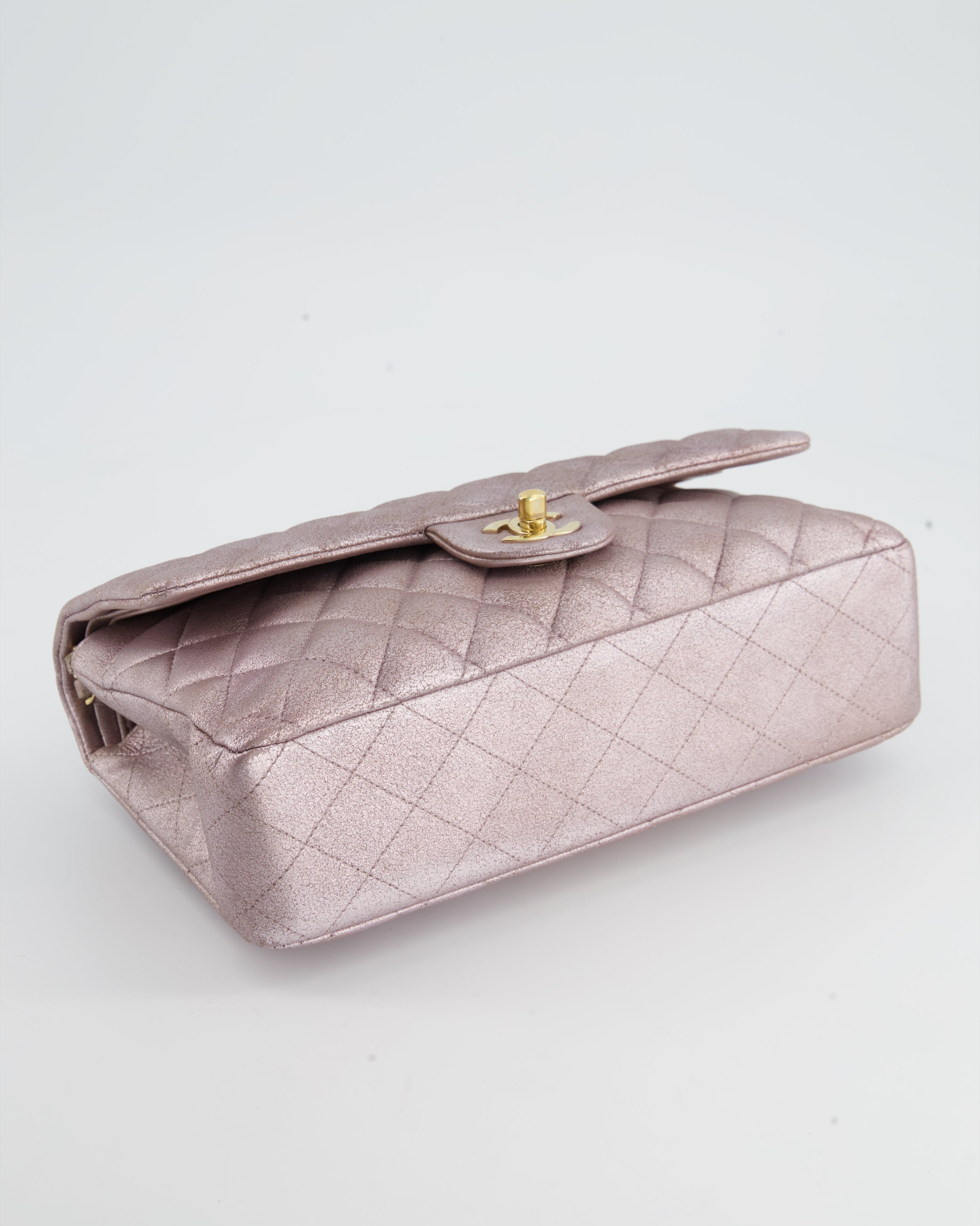 Chanel Metallic Rose Gold Medium Classic Double Flap Bag in Coated Calfskin with Champagne Gold Hardware RRP £8,530