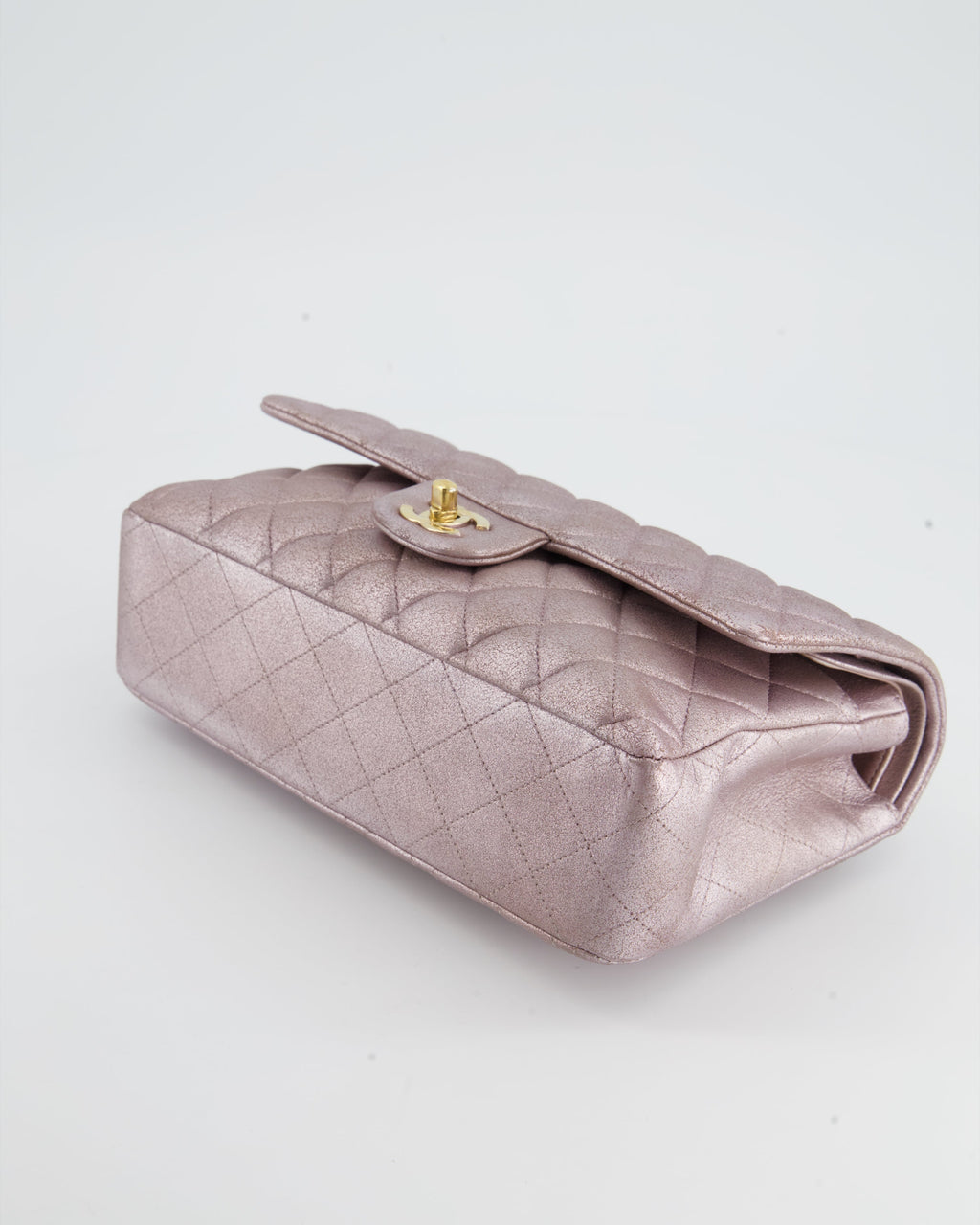 Chanel Metallic Rose Gold Medium Classic Double Flap Bag in Coated Calfskin with Champagne Gold Hardware RRP £8,530