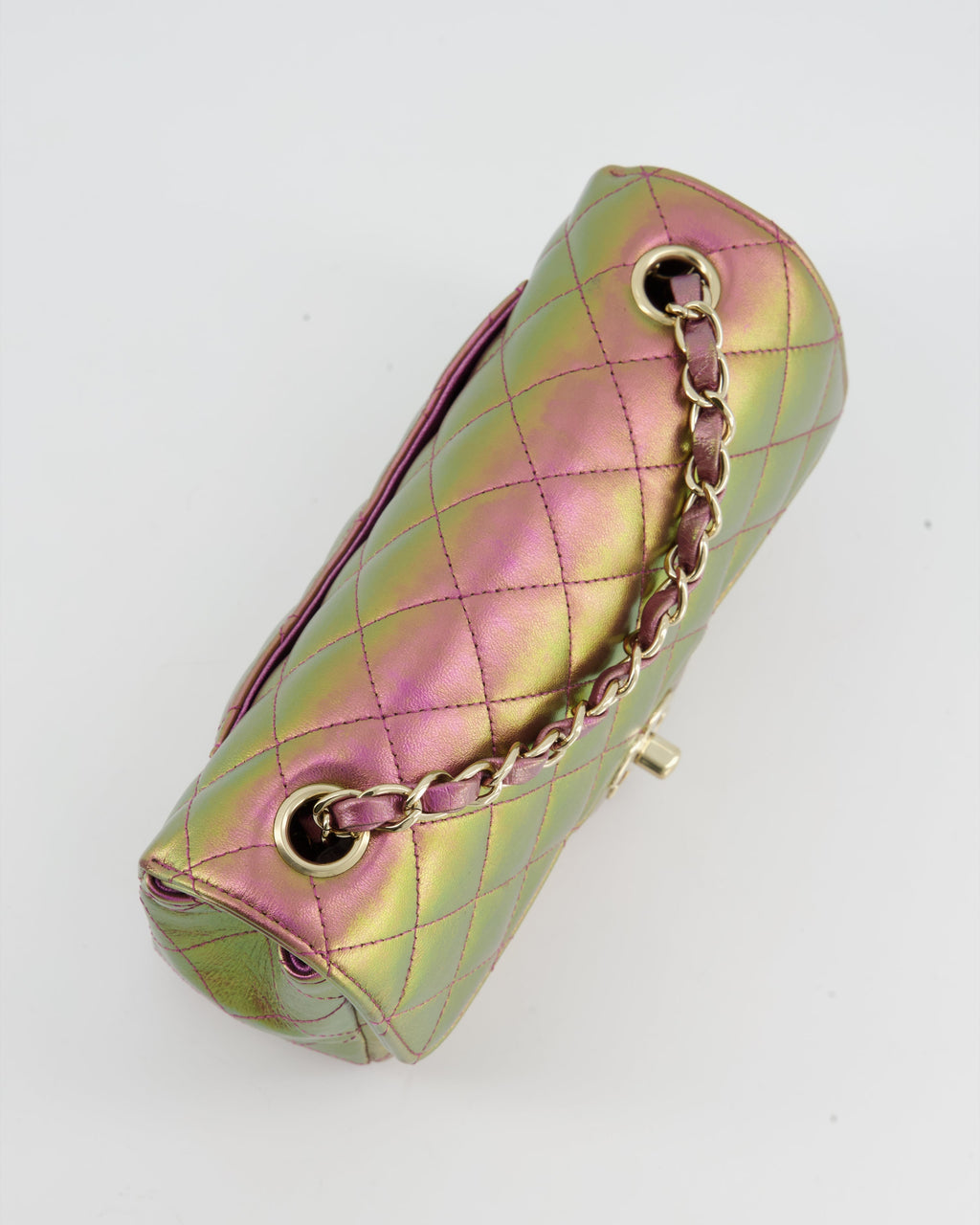 Chanel Mini Rectangular Bag in Iridescent Rainbow Metallic Lambskin Leather and Champagne Gold Hardware