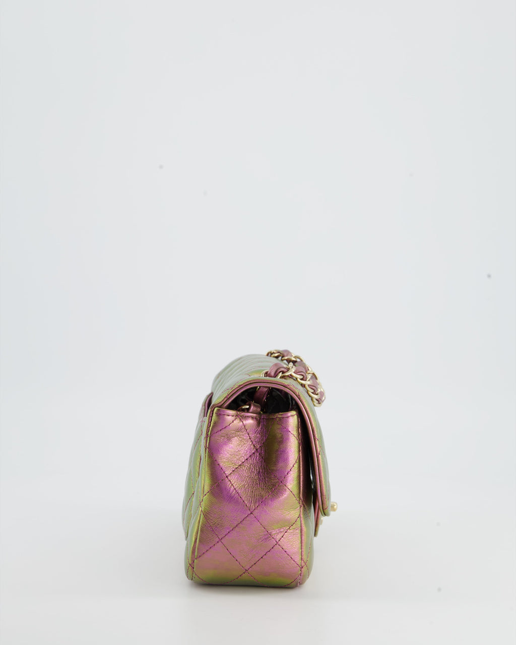 Chanel Mini Rectangular Bag in Iridescent Rainbow Metallic Lambskin Leather and Champagne Gold Hardware