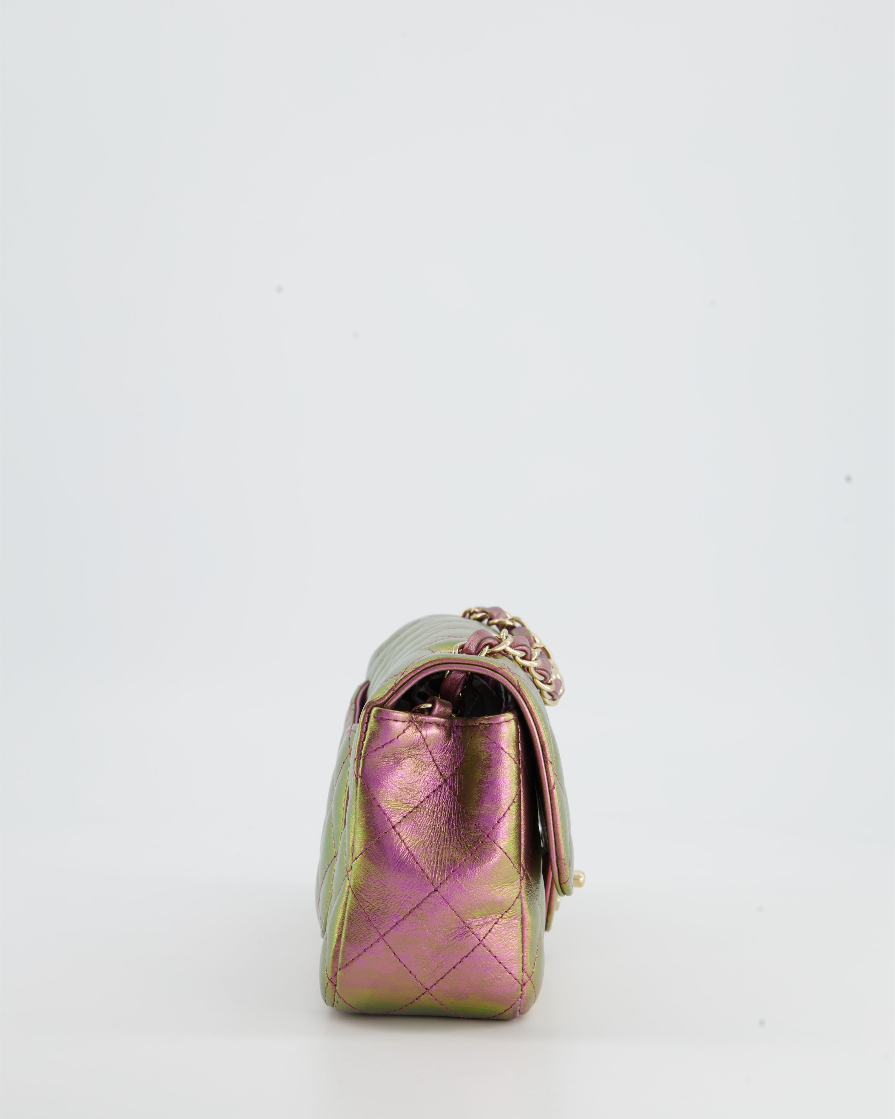 Chanel Mini Rectangular Bag in Iridescent Rainbow Metallic Lambskin Leather and Champagne Gold Hardware