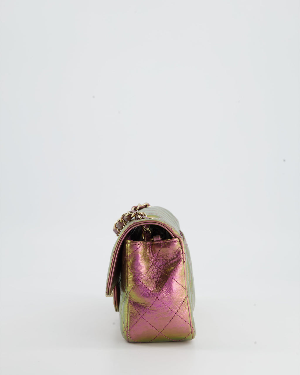 Chanel Mini Rectangular Bag in Iridescent Rainbow Metallic Lambskin Leather and Champagne Gold Hardware