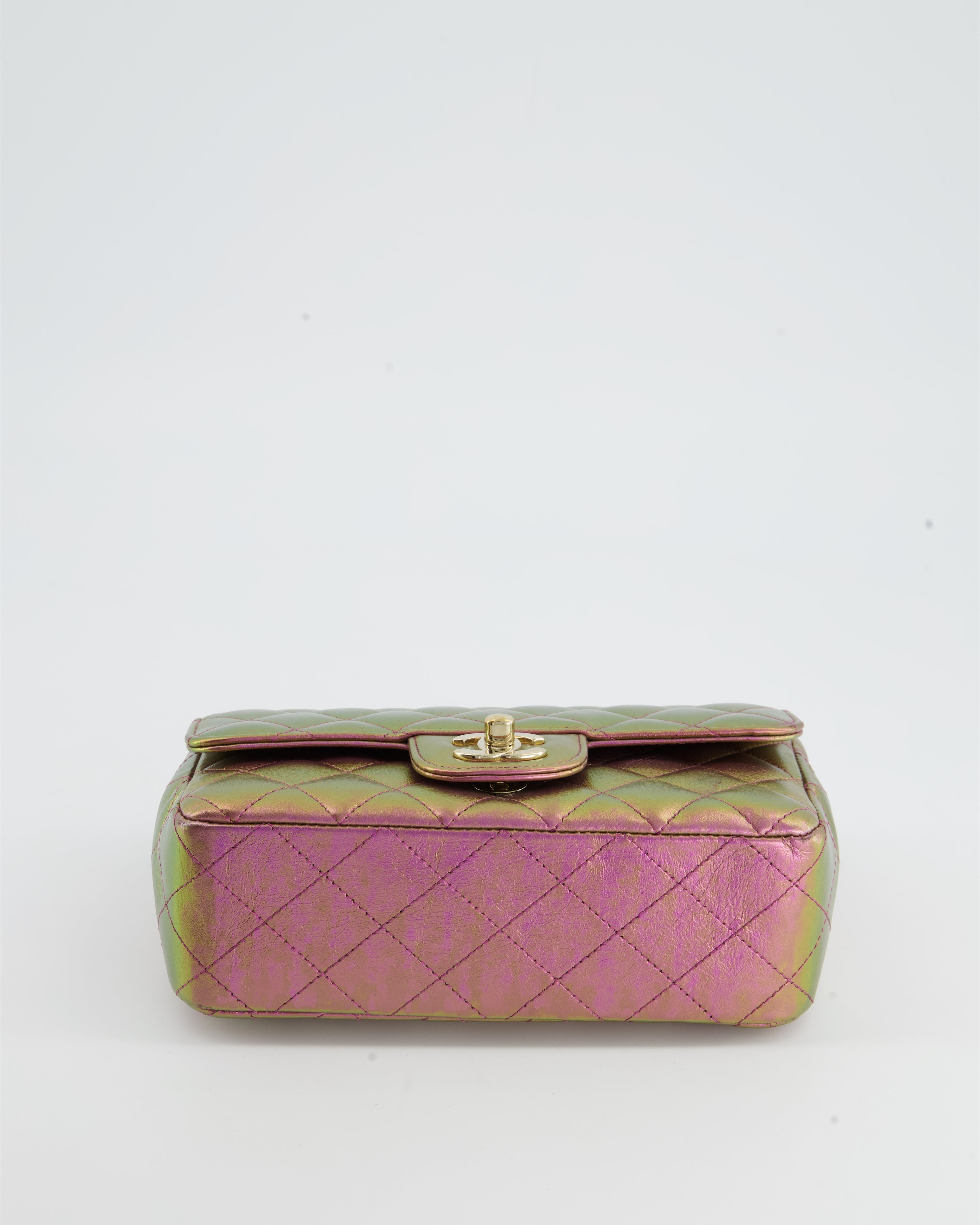 Chanel Mini Rectangular Bag in Iridescent Rainbow Metallic Lambskin Leather and Champagne Gold Hardware