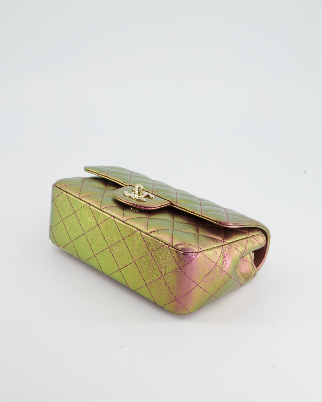 Chanel Mini Rectangular Bag in Iridescent Rainbow Metallic Lambskin Leather and Champagne Gold Hardware
