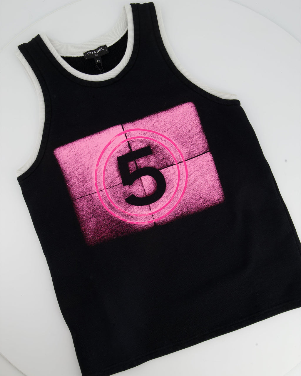 Chanel 21S Black and Pink No5 Tank Top Size FR 34 (UK 6)