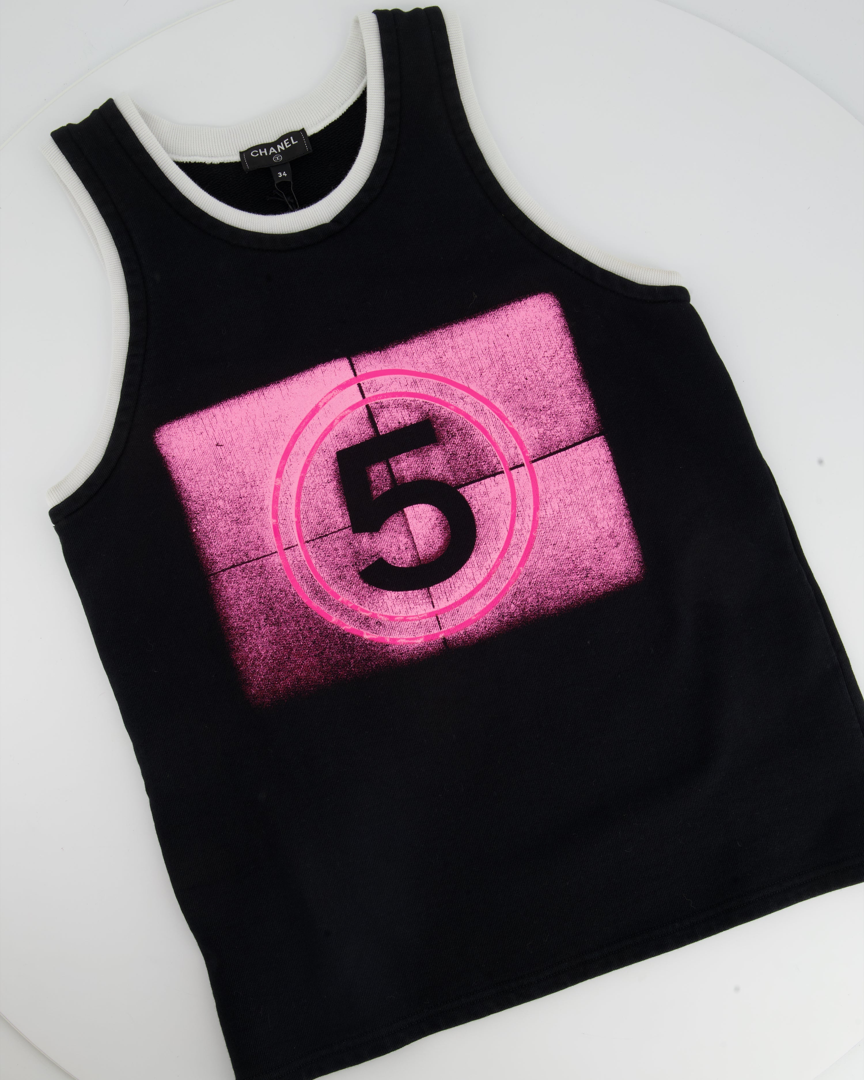 Chanel 21S Black and Pink No5 Tank Top Size FR 34 (UK 6)
