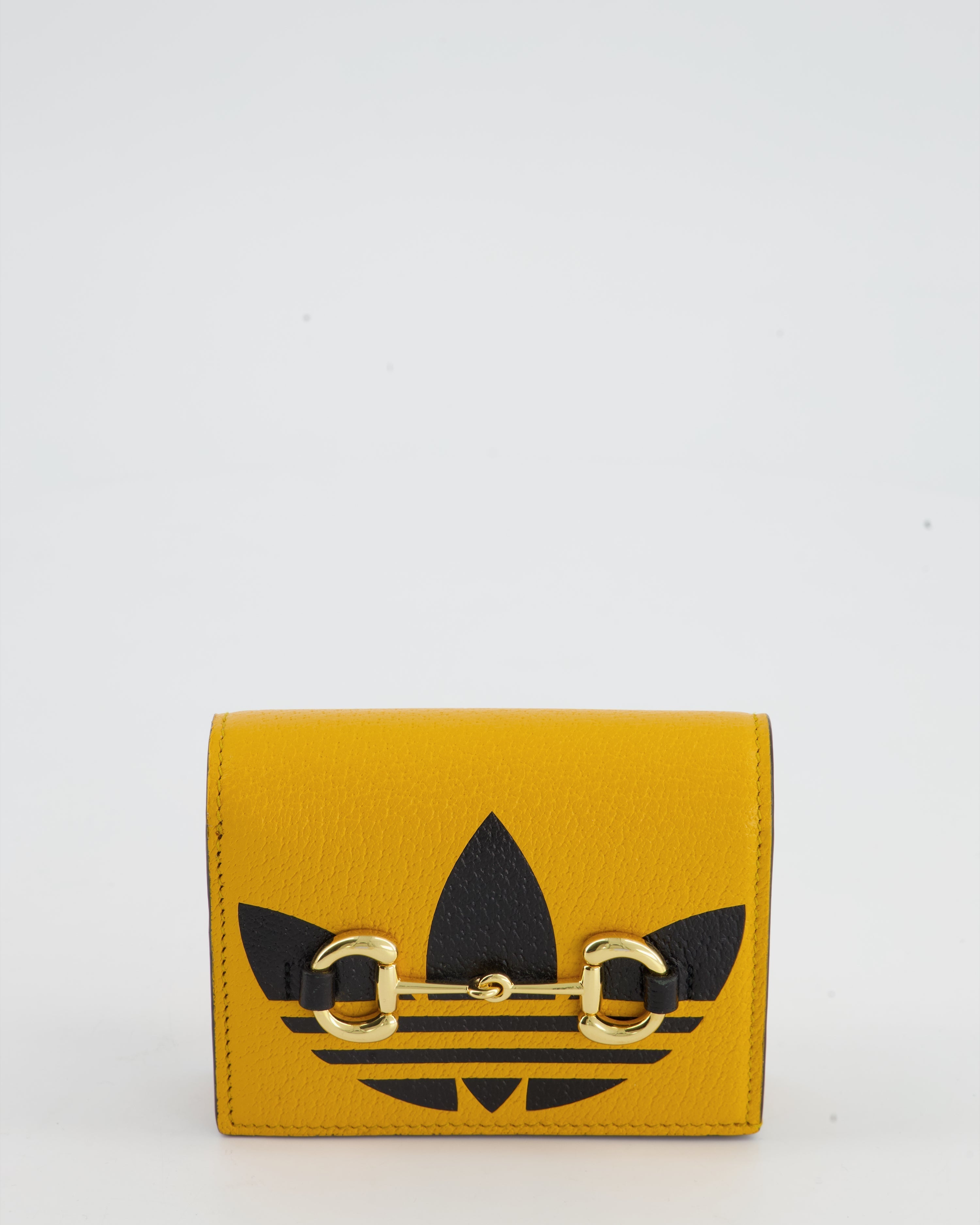 Gucci X Adidas Yellow and Black Ultra Mini Cross-Body Bag with Gold Horsebit Detail