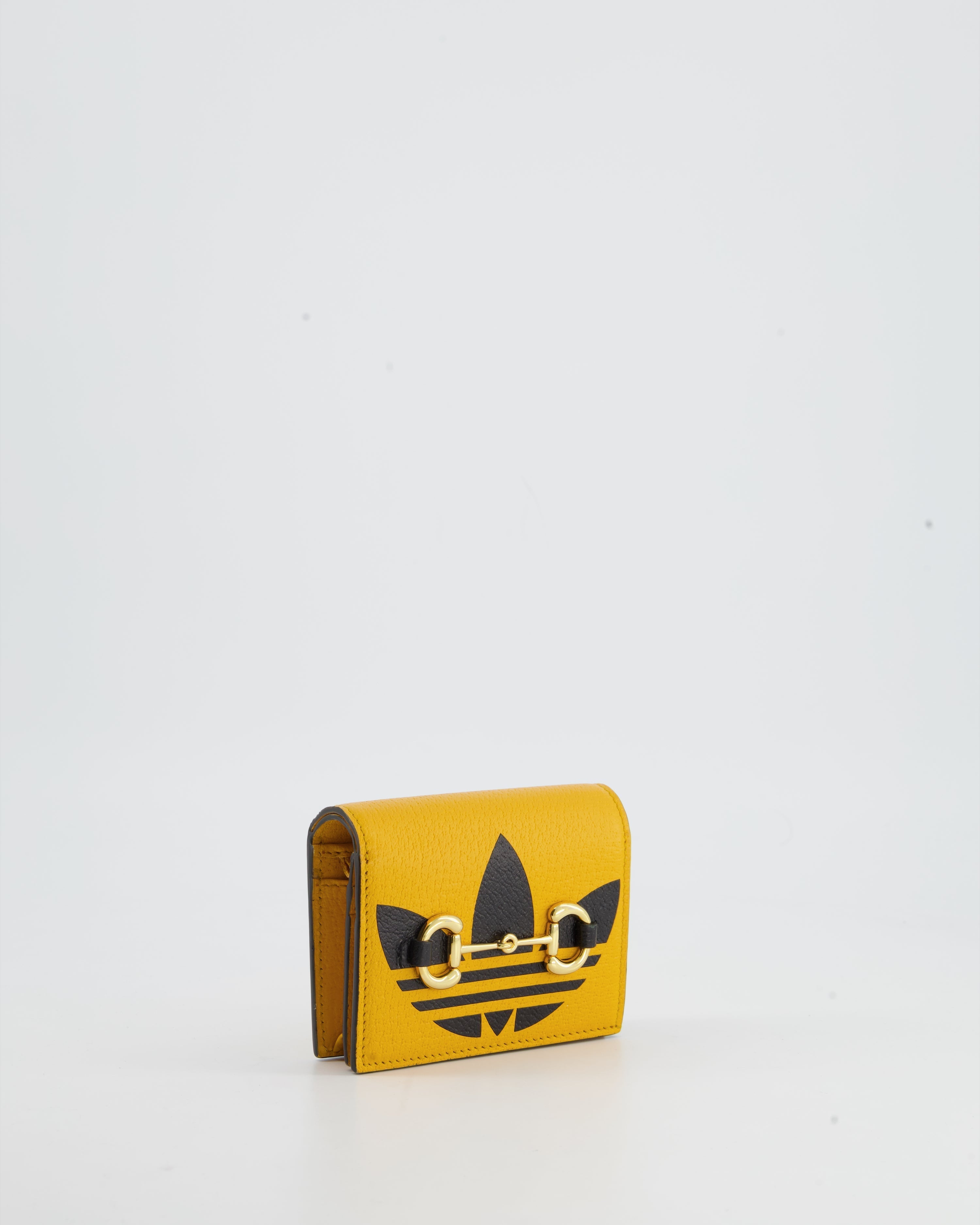 Gucci X Adidas Yellow and Black Ultra Mini Cross-Body Bag with Gold Horsebit Detail