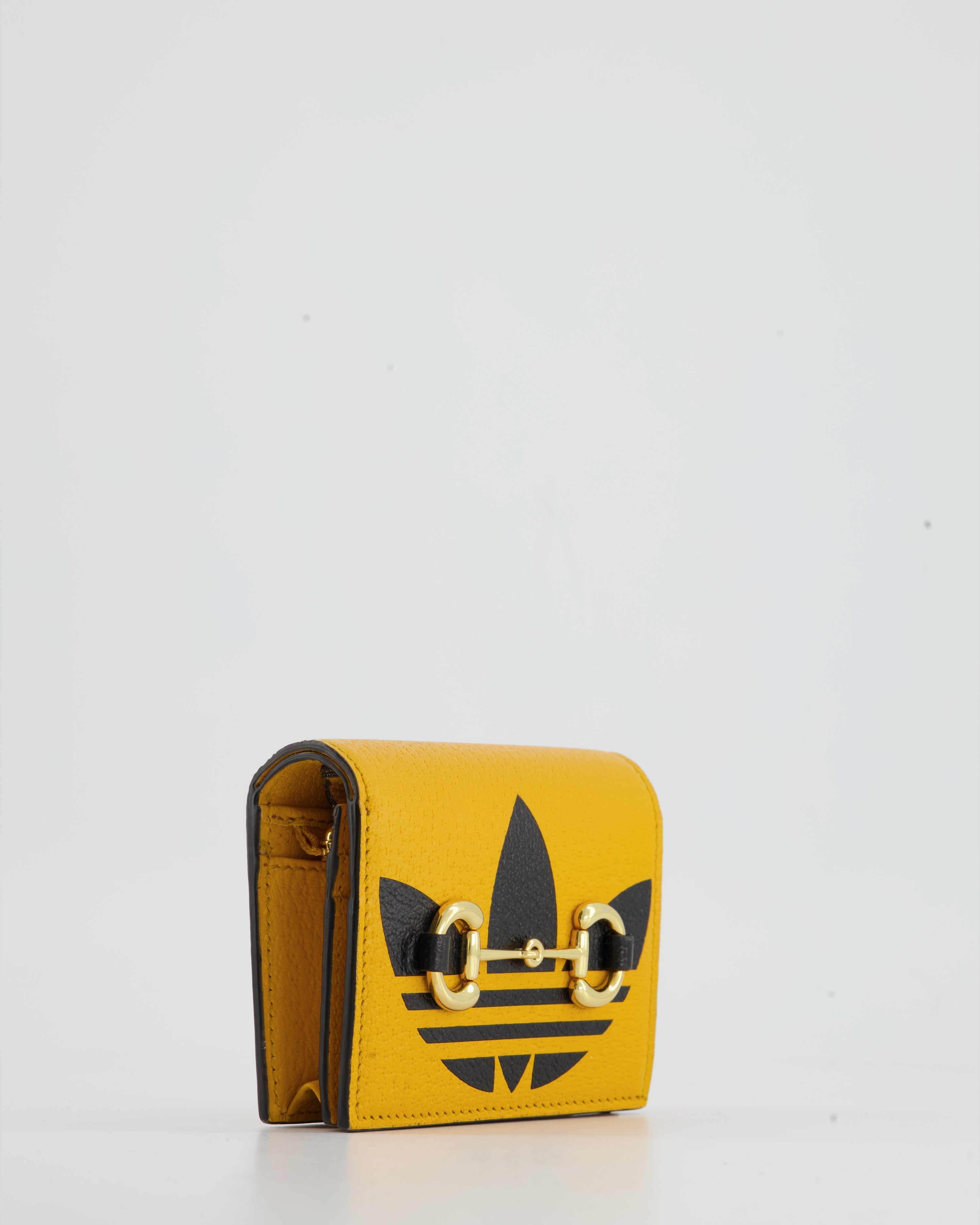 Gucci X Adidas Yellow and Black Ultra Mini Cross-Body Bag with Gold Horsebit Detail