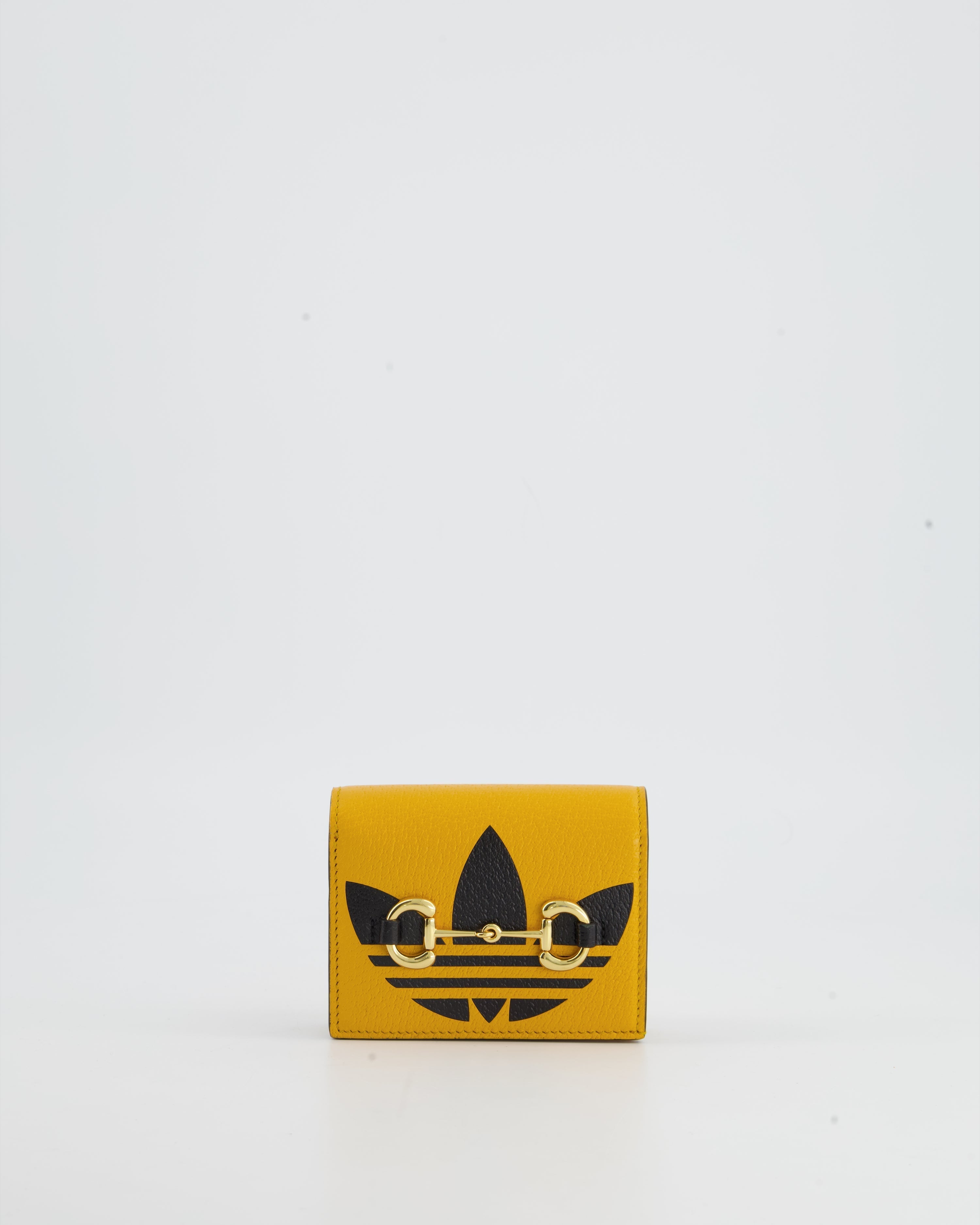 Gucci X Adidas Yellow and Black Ultra Mini Cross-Body Bag with Gold Horsebit Detail