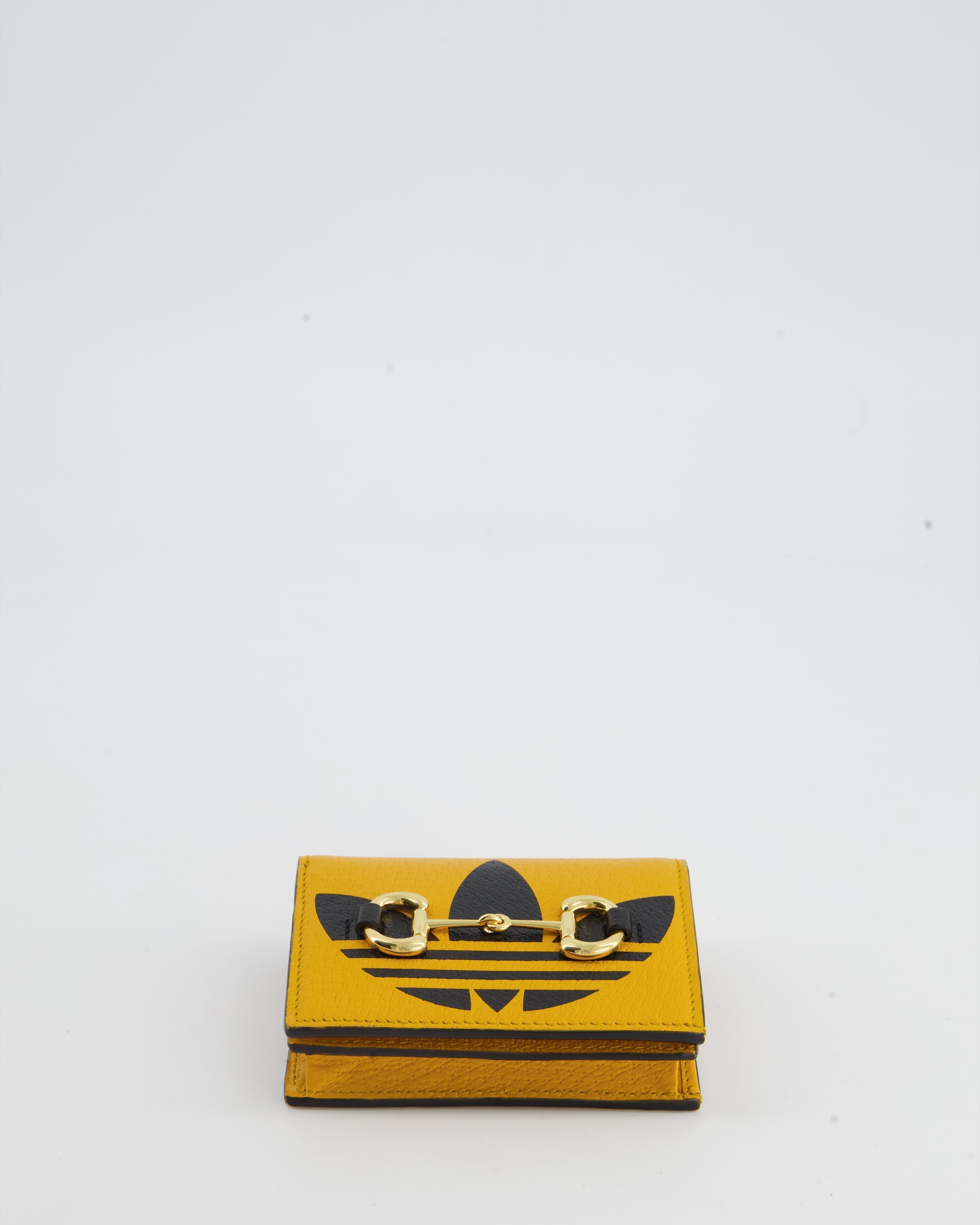 Gucci X Adidas Yellow and Black Ultra Mini Cross-Body Bag with Gold Horsebit Detail