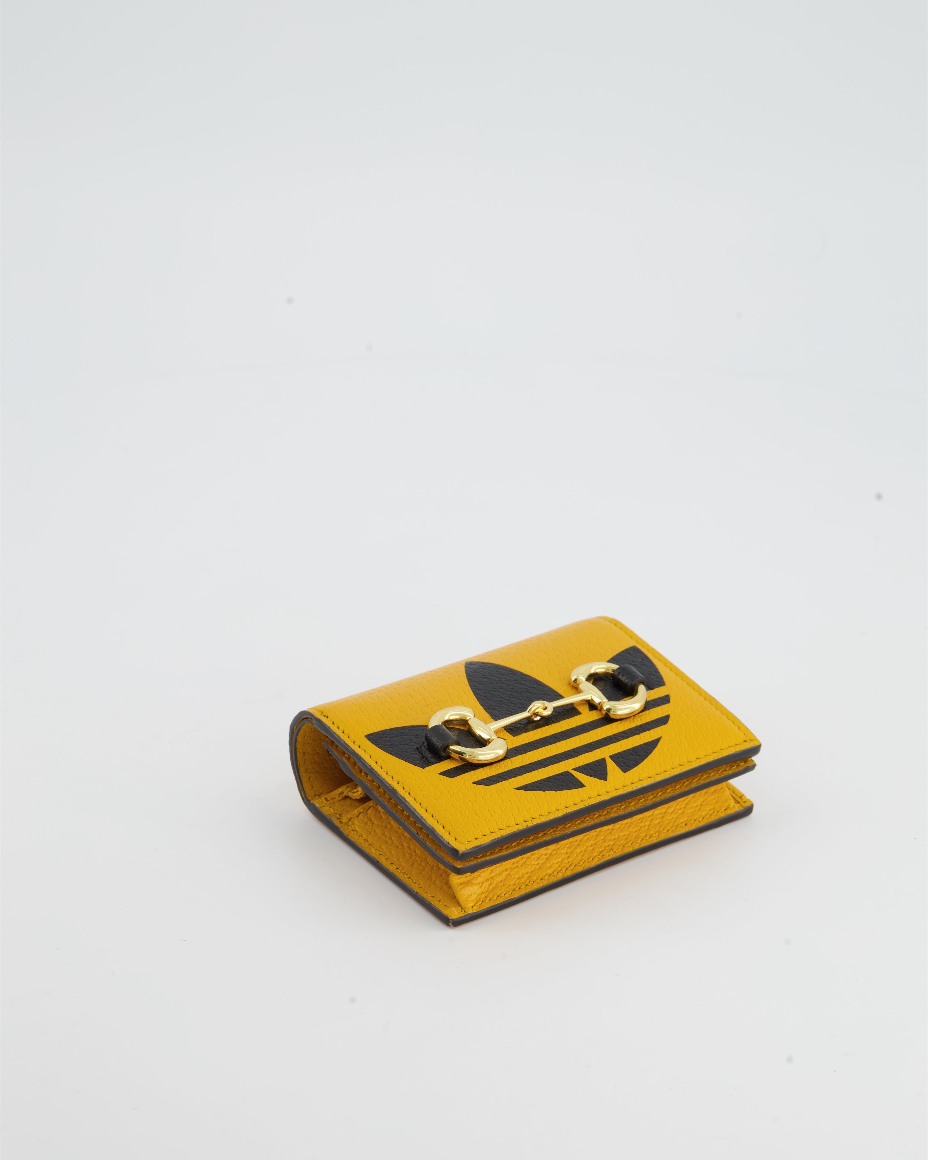 Gucci X Adidas Yellow and Black Ultra Mini Cross-Body Bag with Gold Horsebit Detail