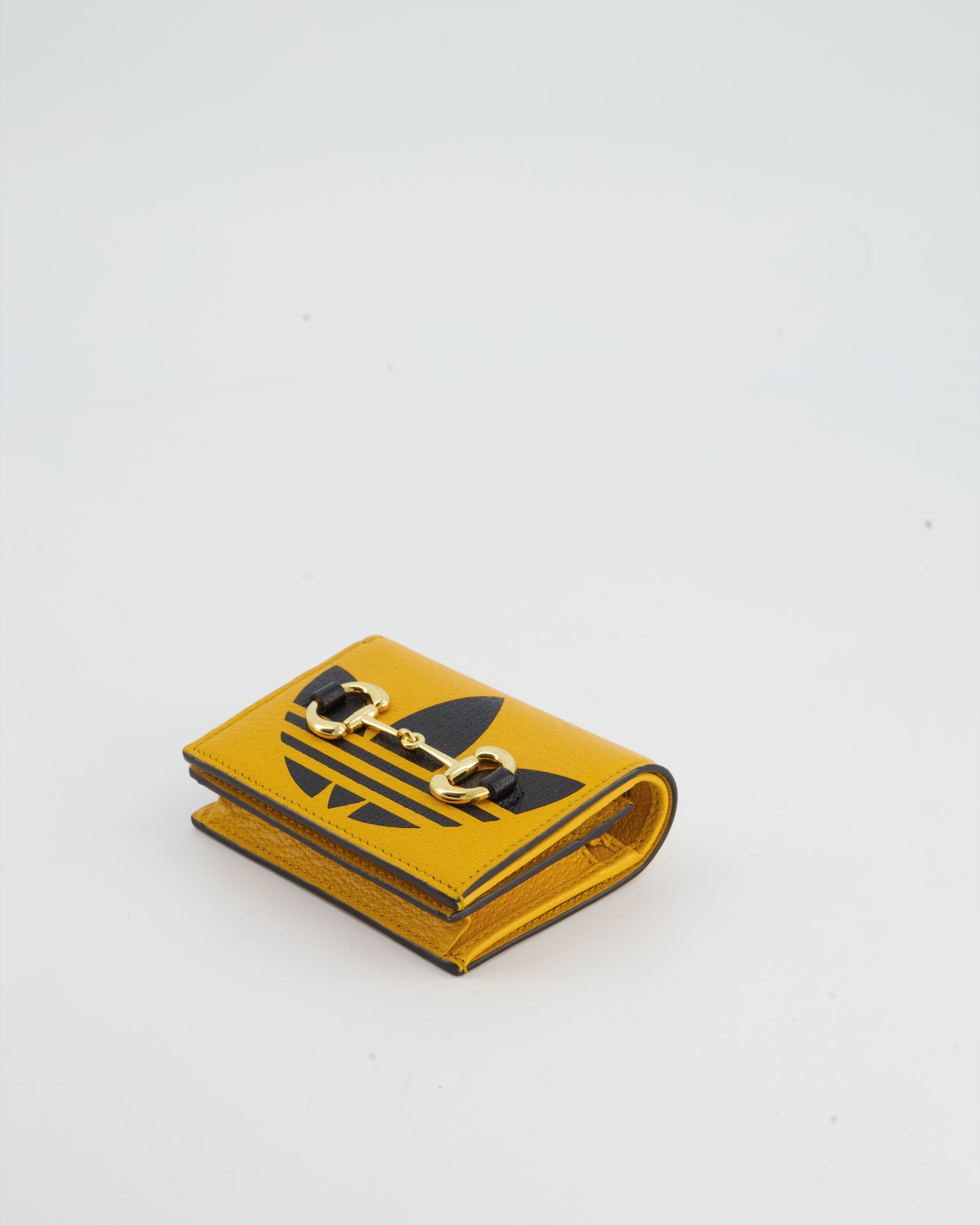 Gucci X Adidas Yellow and Black Ultra Mini Cross-Body Bag with Gold Horsebit Detail