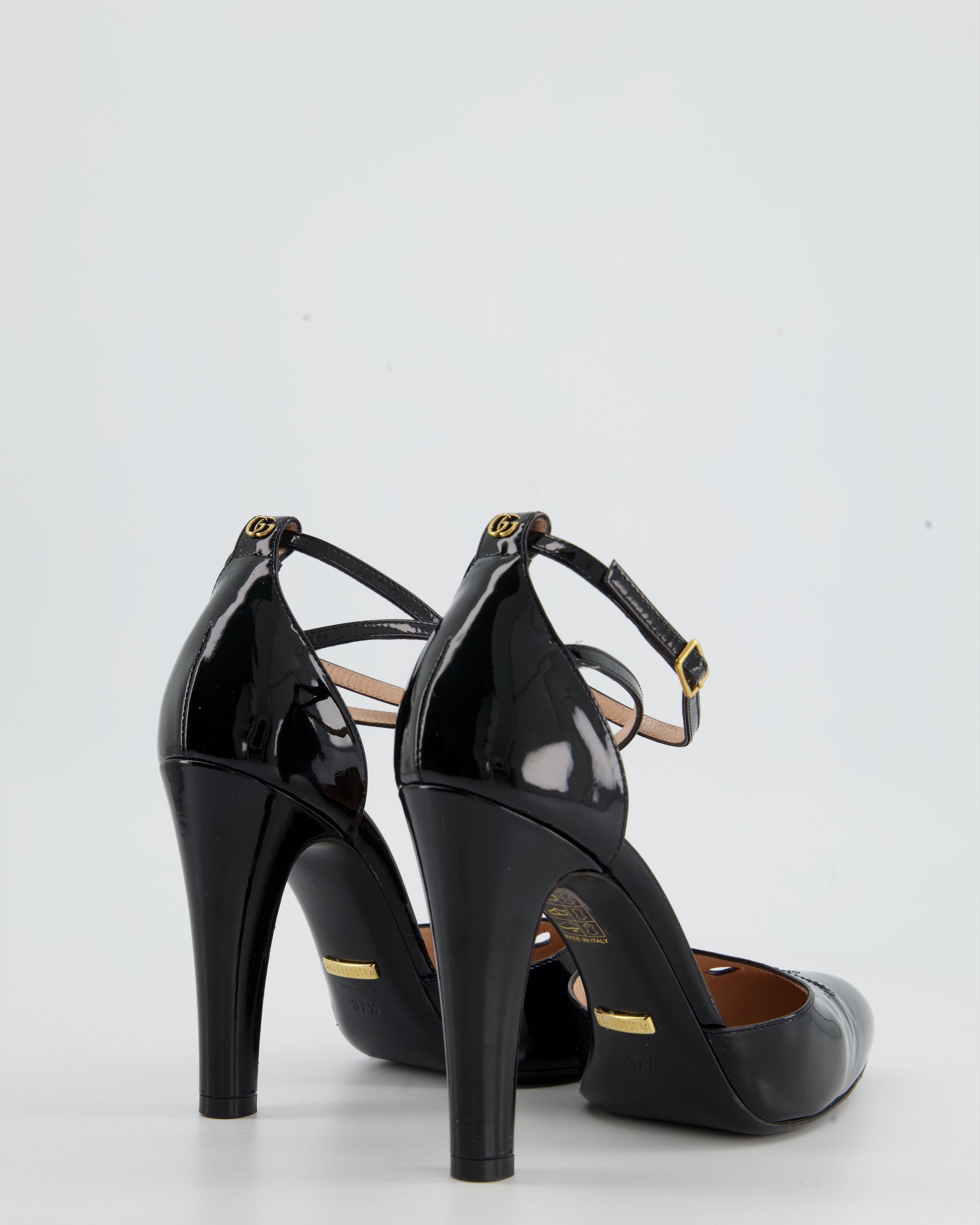 Gucci Patent Round-Toe Heel with Cut-Out Detail Shoe EU 37.5