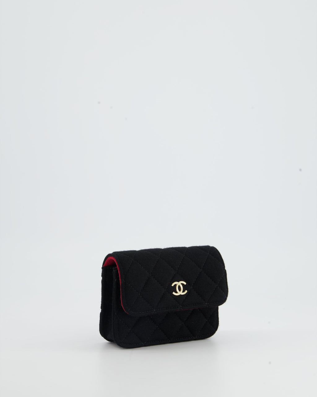 Chanel Ultra Mini Black Jersey Fabric Cross-Body Bag with Champagne Gold Hardware