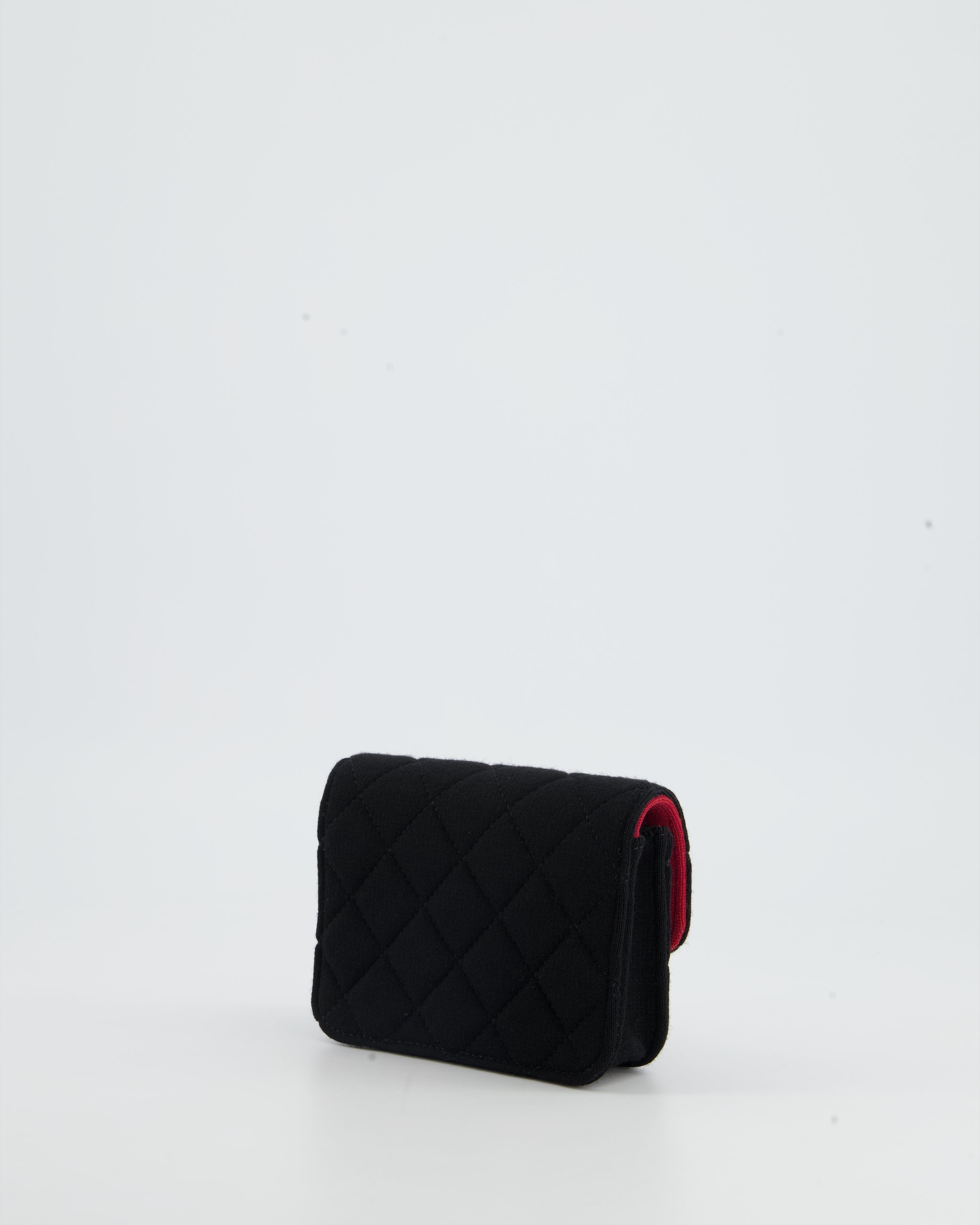 Chanel Ultra Mini Black Jersey Fabric Cross-Body Bag with Champagne Gold Hardware
