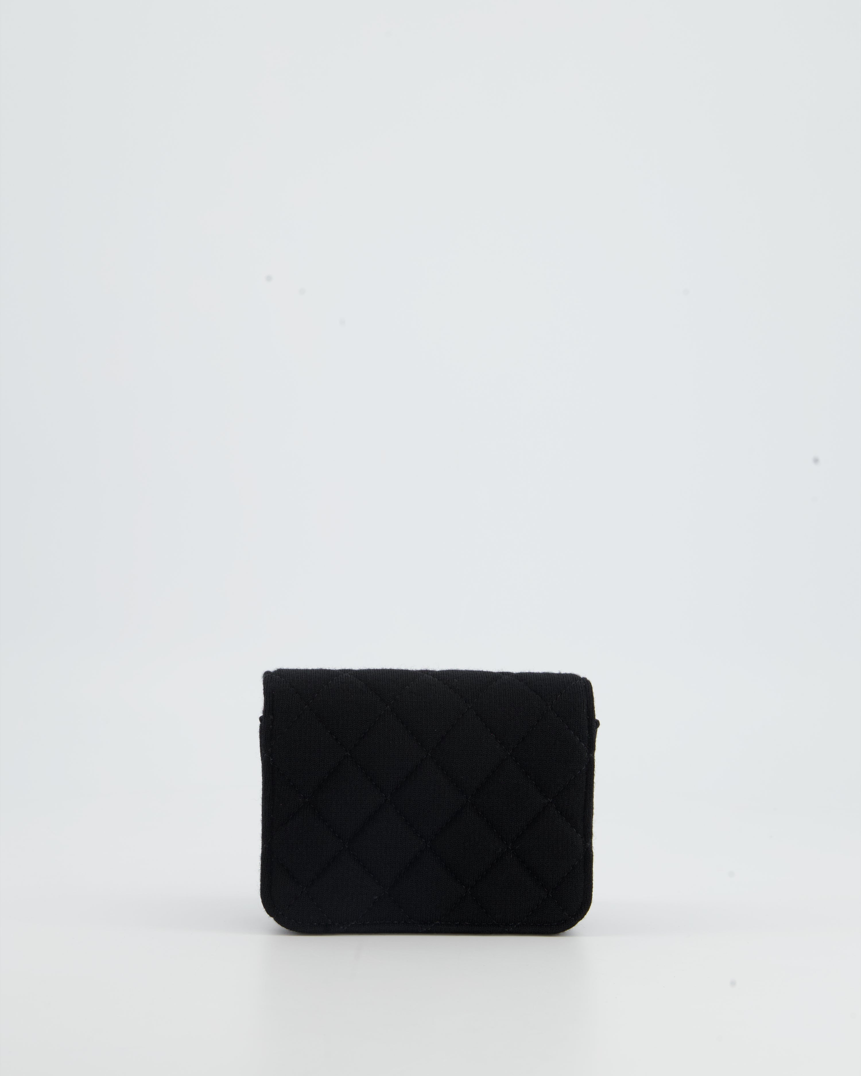 Chanel Ultra Mini Black Jersey Fabric Cross-Body Bag with Champagne Gold Hardware