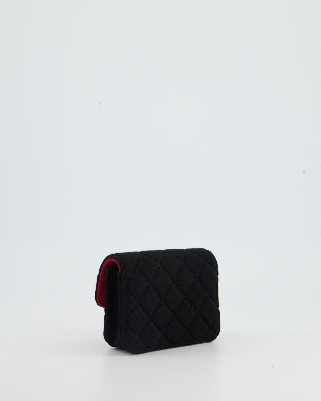 Chanel Ultra Mini Black Jersey Fabric Cross-Body Bag with Champagne Gold Hardware