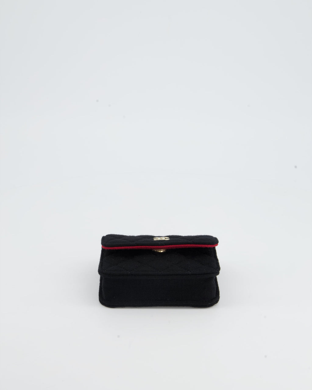 Chanel Ultra Mini Black Jersey Fabric Cross-Body Bag with Champagne Gold Hardware