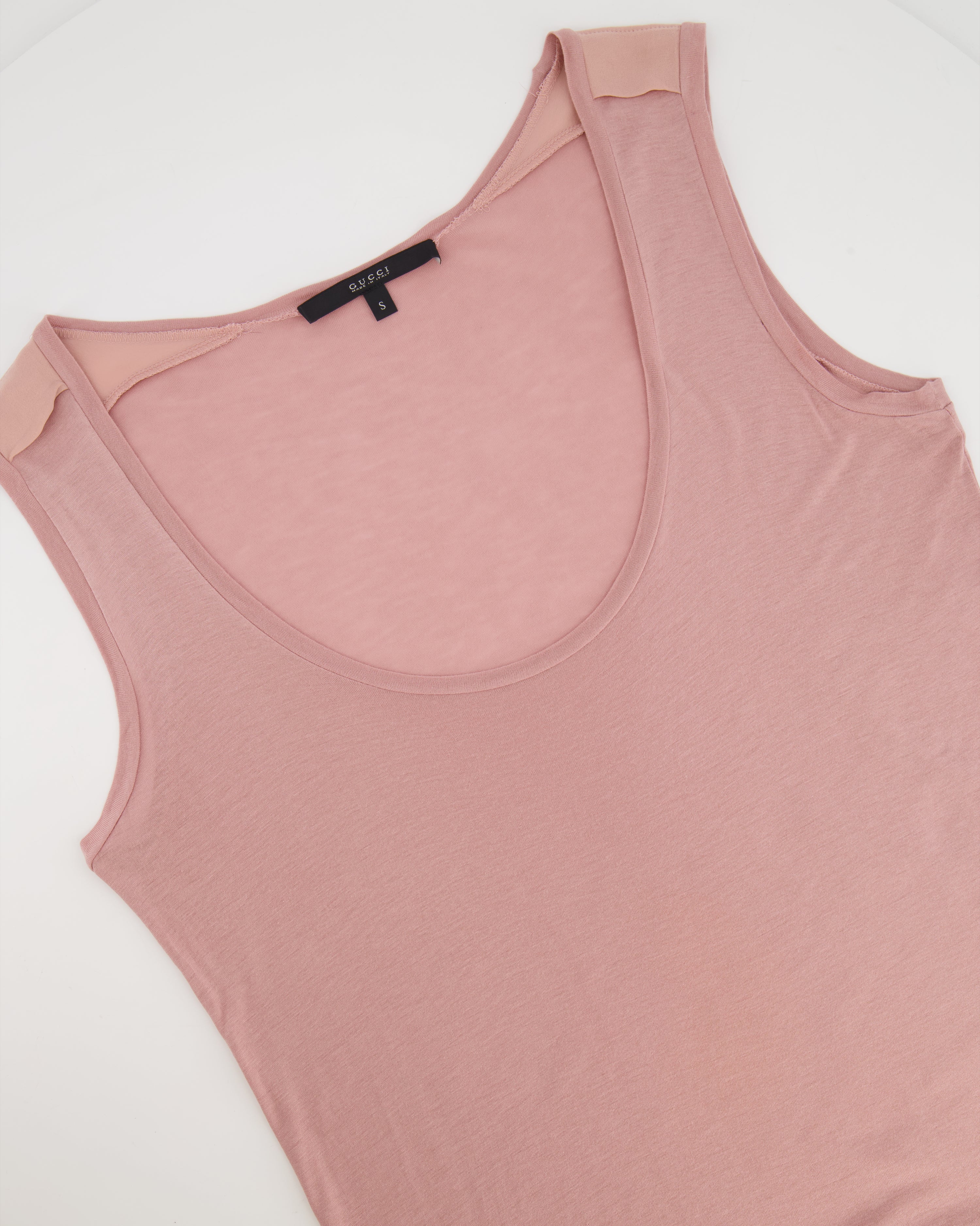 Gucci Dusty Pink Tank Top with Small Gucci Logo Size Small (UK 8)