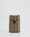 Chanel Raffia Vanity 21P Beige and Black Cross-Body Bag with Champagne Gold Hardware
