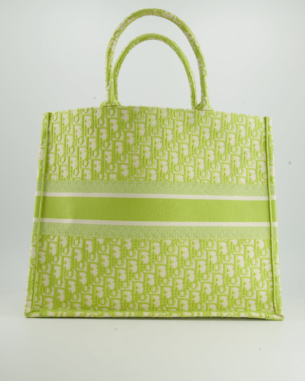 Christian Dior Lime Green Large Oblique Book Tote Bag