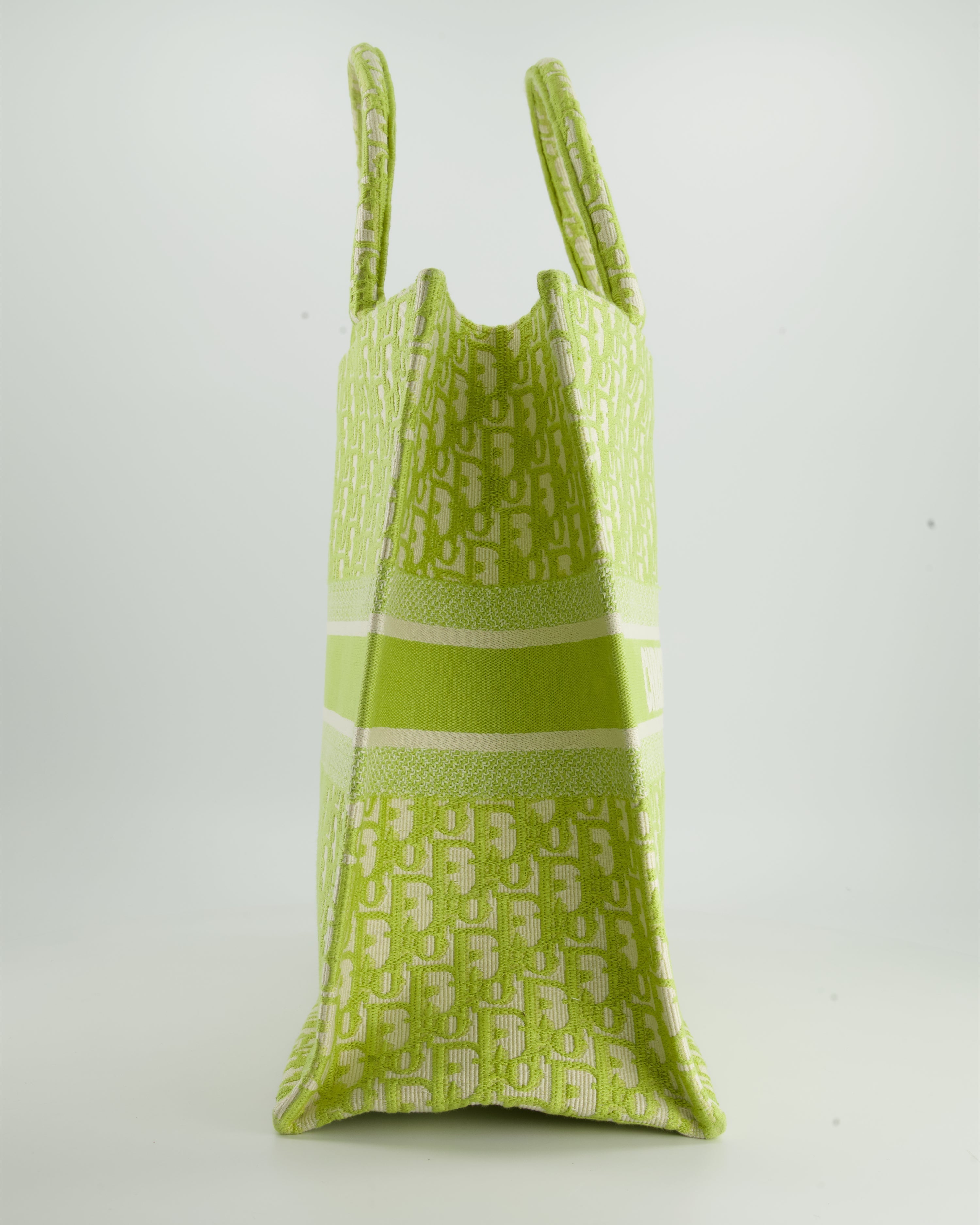 Christian Dior Lime Green Large Oblique Book Tote Bag