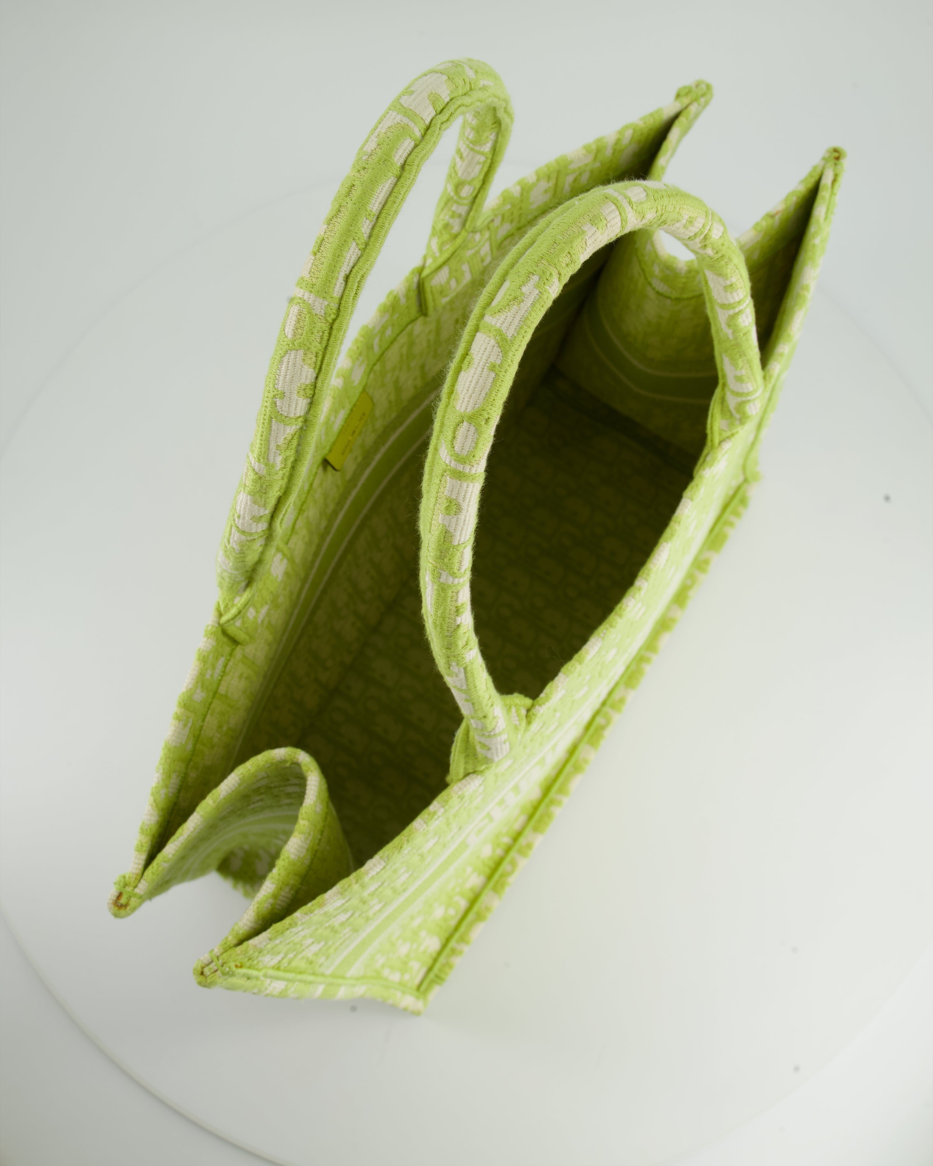 Christian Dior Lime Green Large Oblique Book Tote Bag