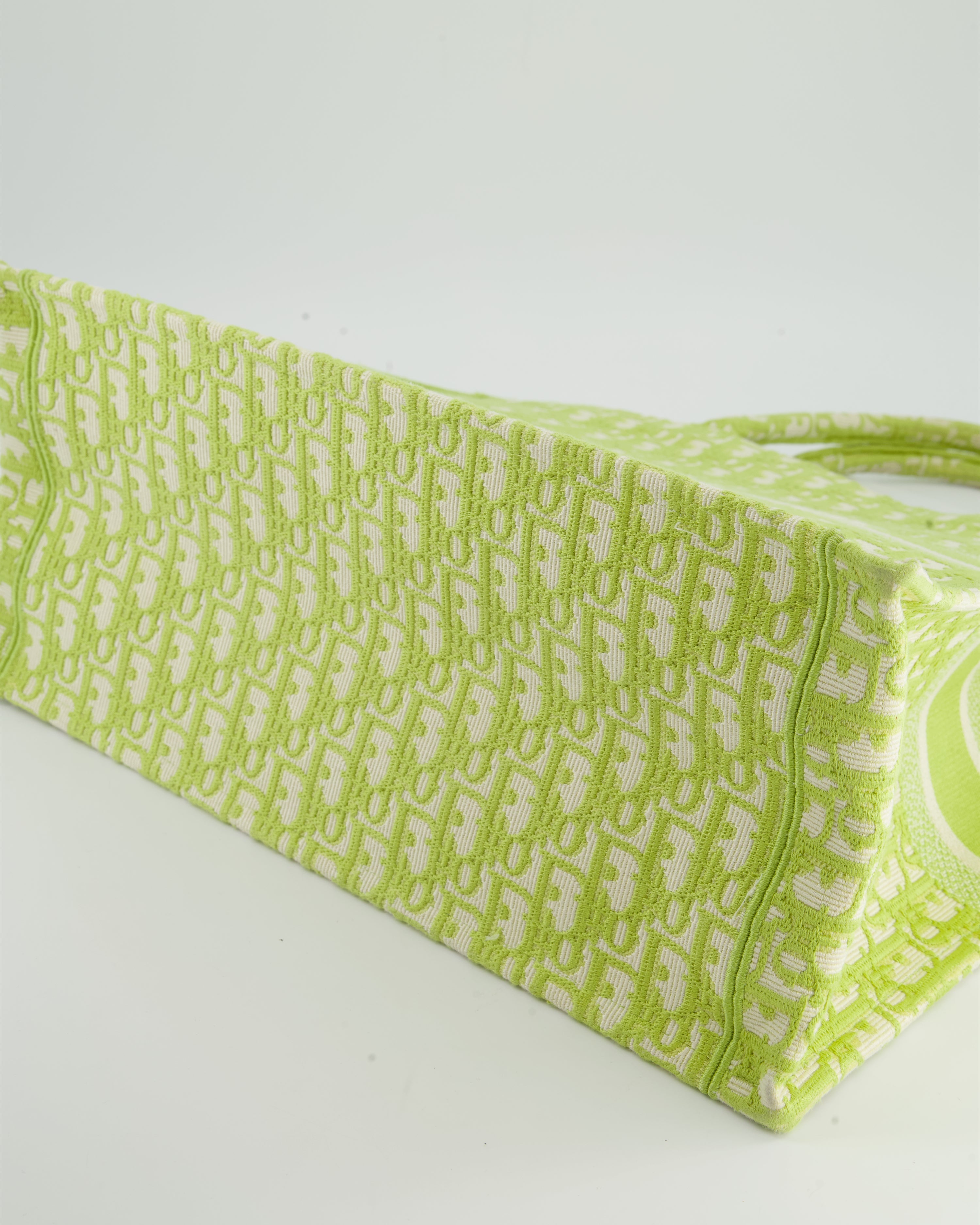 Christian Dior Lime Green Large Oblique Book Tote Bag
