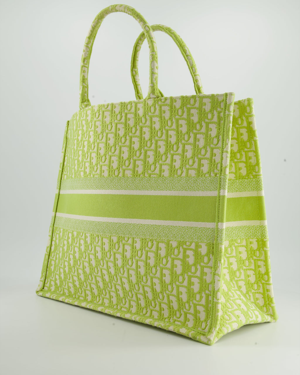 Christian Dior Lime Green Large Oblique Book Tote Bag