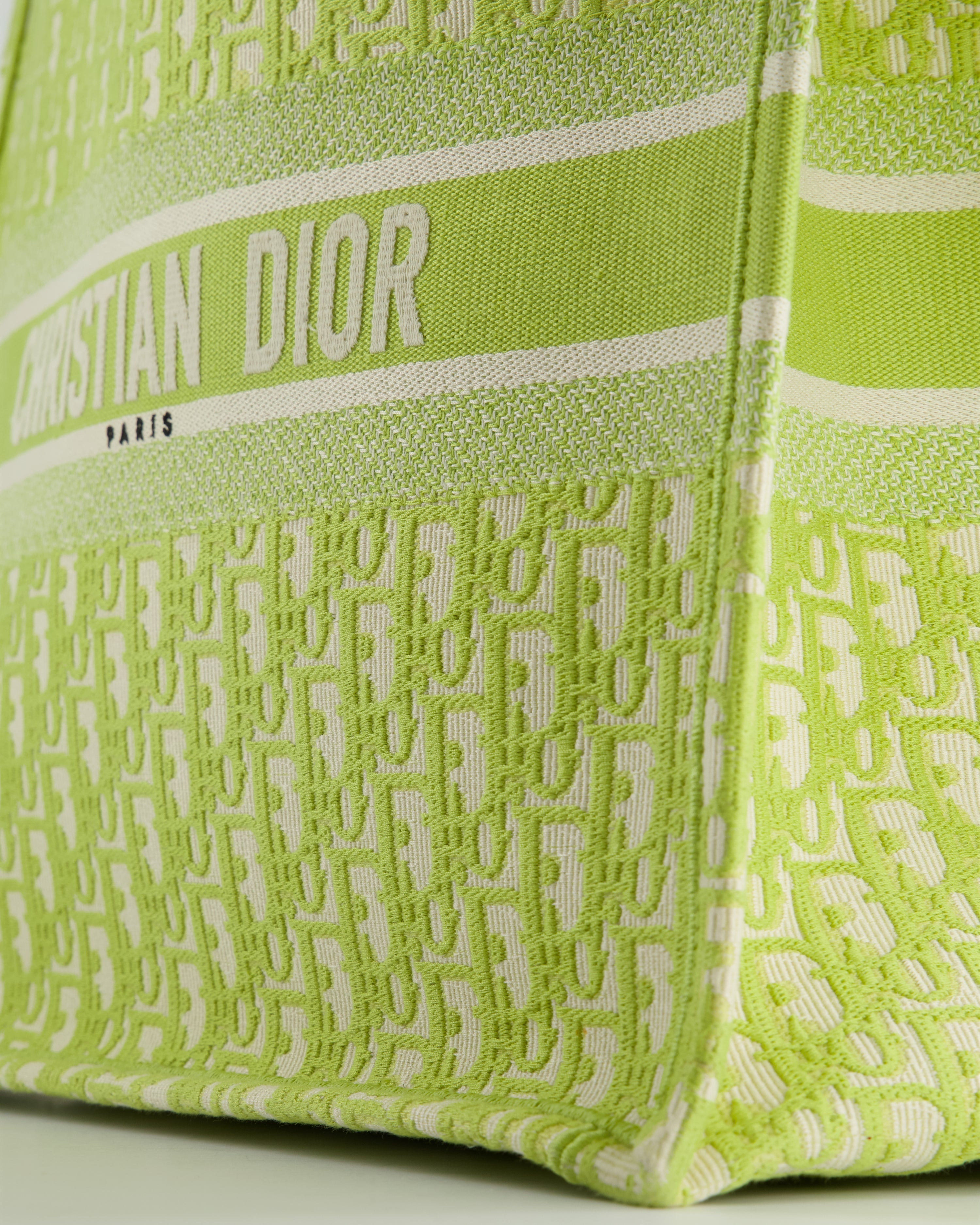 Christian Dior Lime Green Large Oblique Book Tote Bag