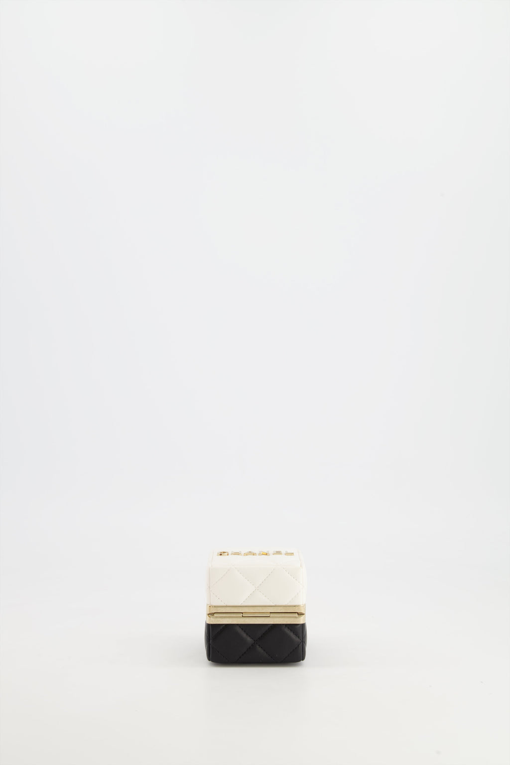 Chanel Black and White Micro Box Square Bag with Gold Hardware